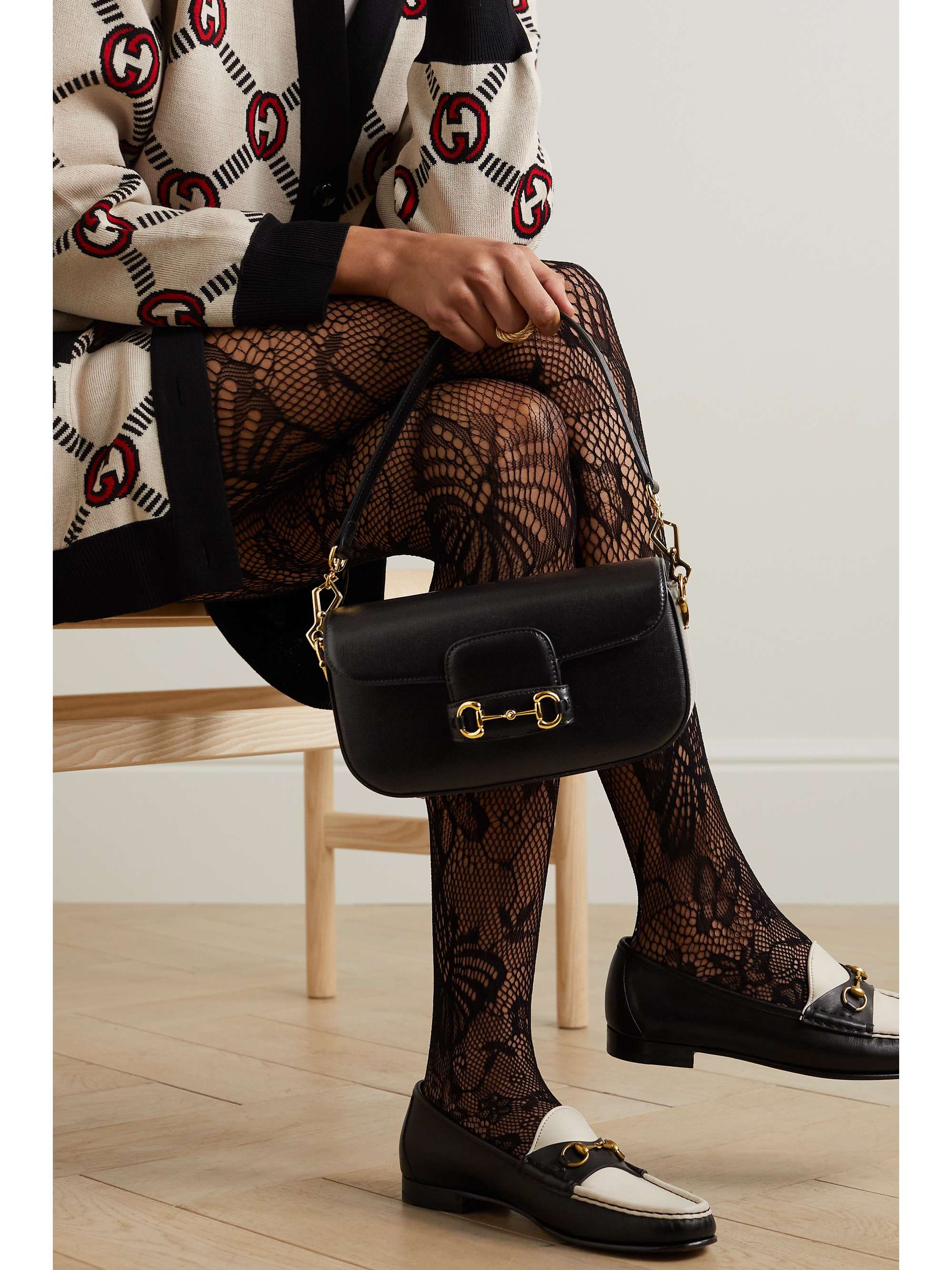 GUCCI Horsebit 1955 embellished leather shoulder bag