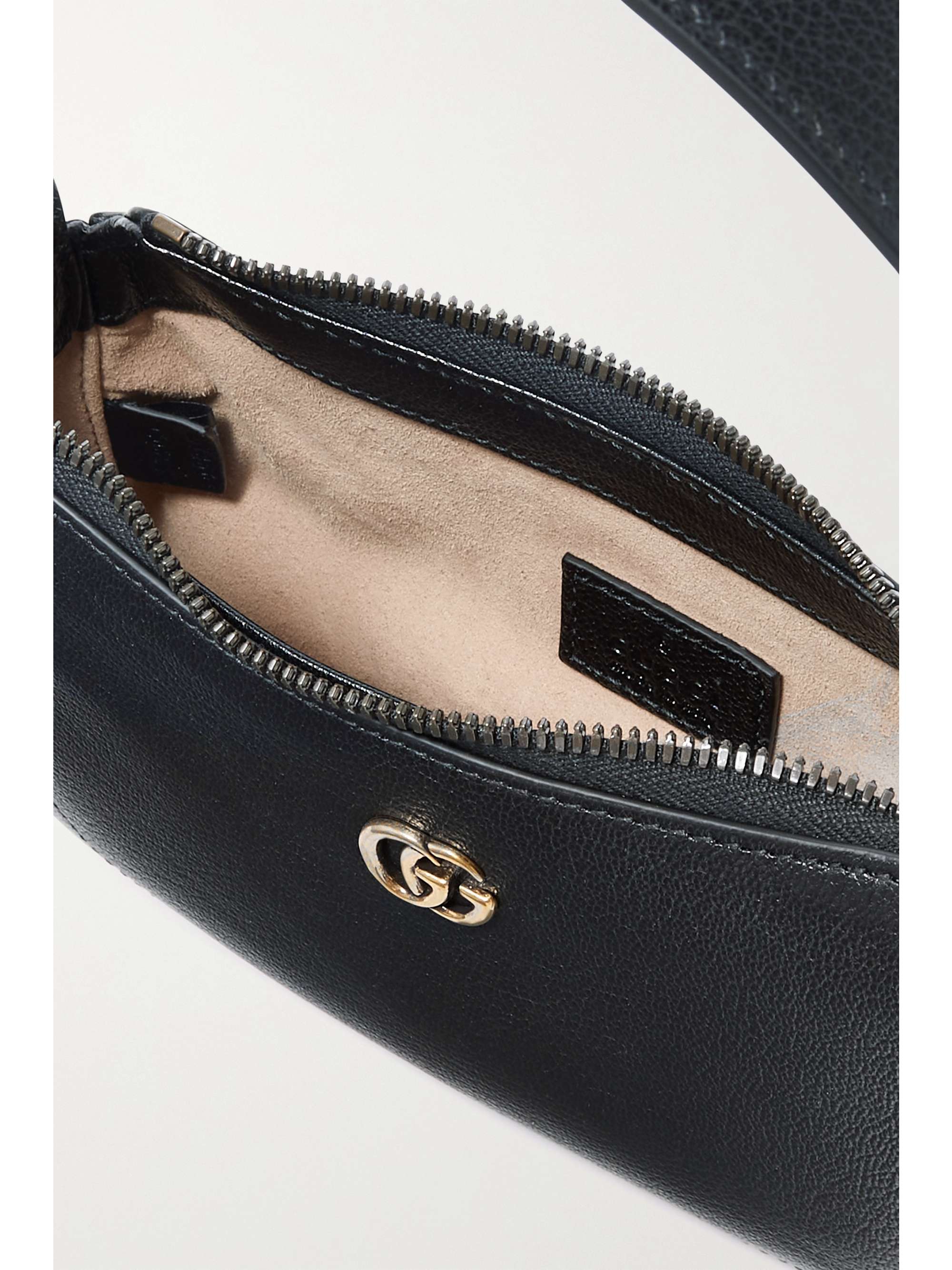 GUCCI Aphrodite embellished textured-leather shoulder bag