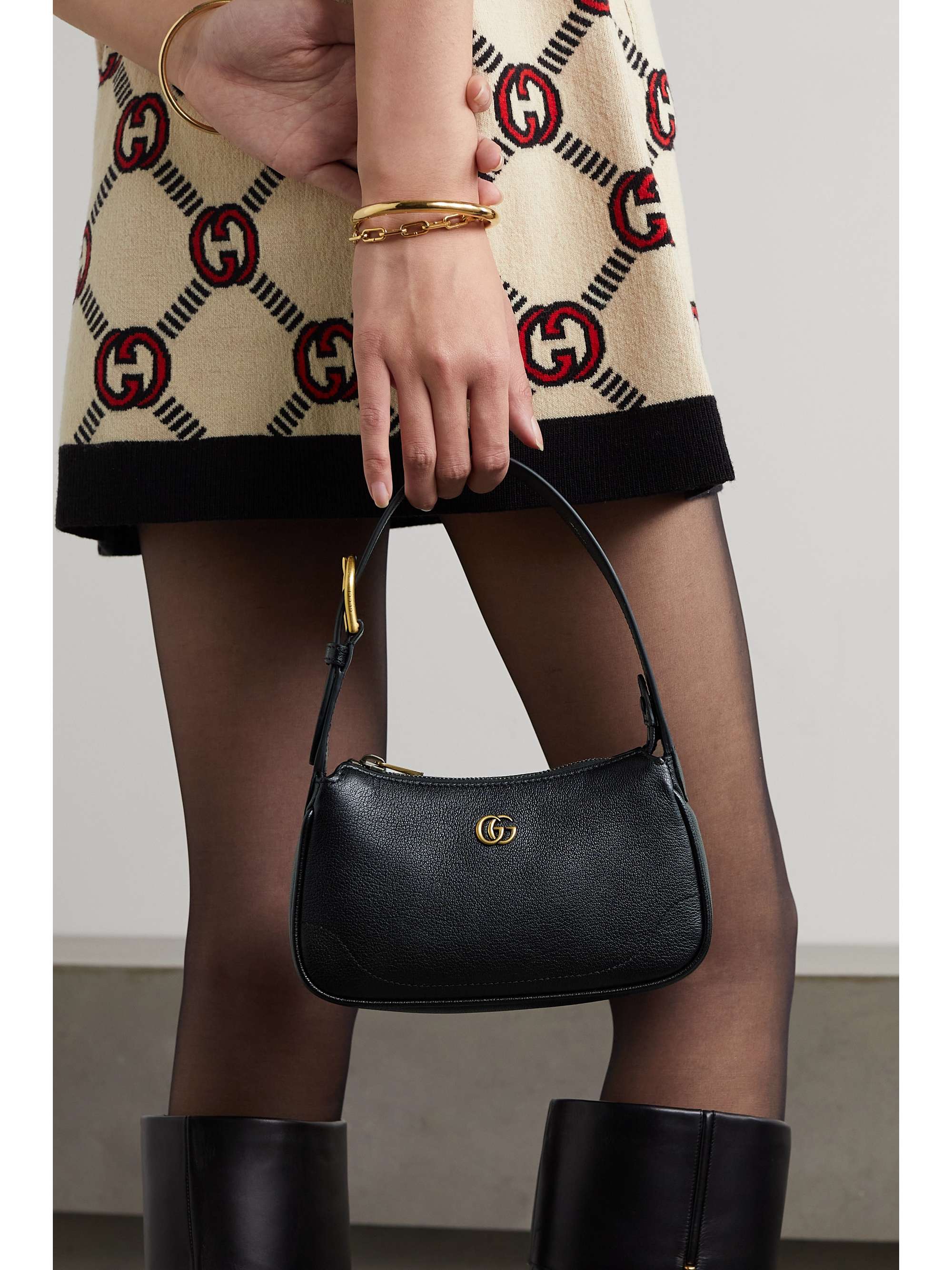 GUCCI Aphrodite embellished leather shoulder bag