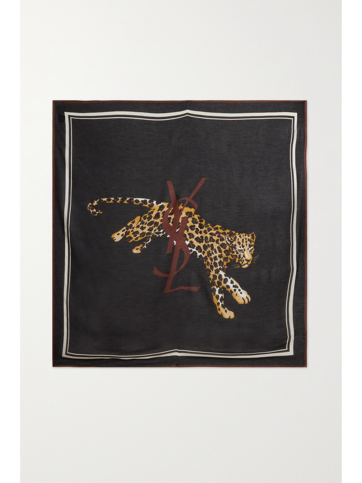 Shop Saint Laurent Printed Modal And Cashmere-blend Scarf In Black