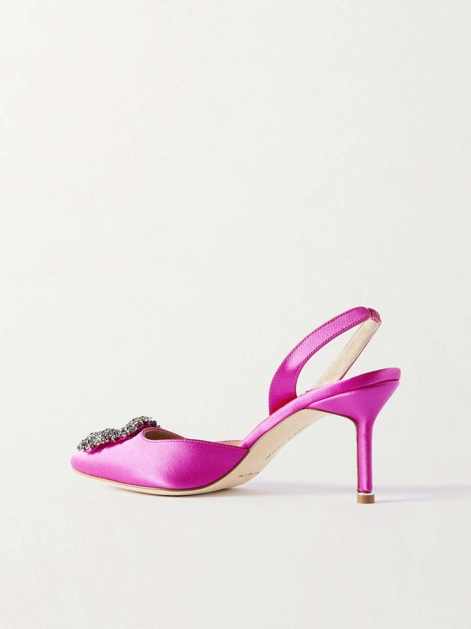 Escarpins Manolo Blahnik - Taille US 11.5 - Blanc Satin - Style Slingback - Neuf Avec Défauts