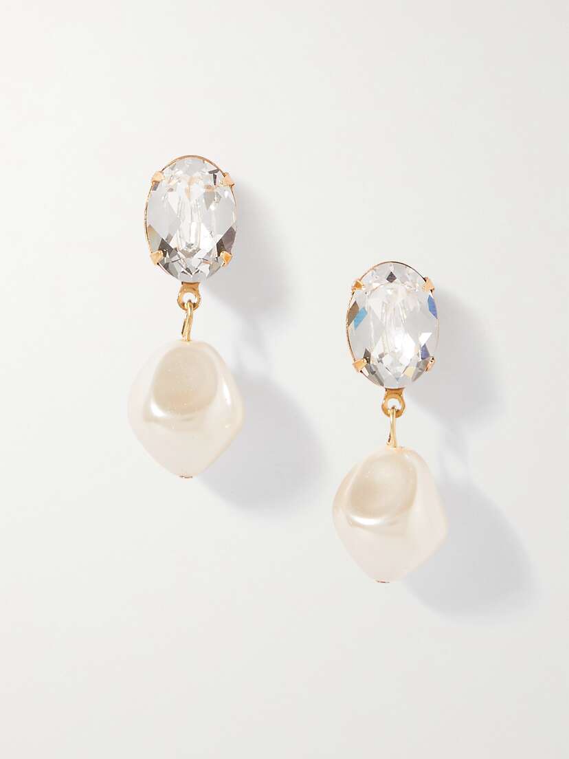 Jennifer Behr + Net Sustain Tunis Gold-tone Faux Pearl And Swarovski Crystal Earrings