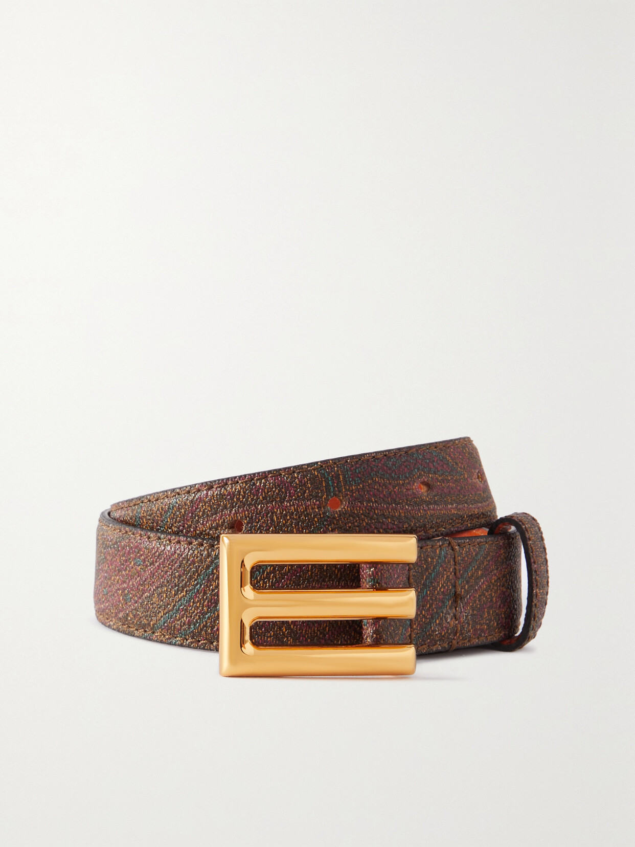 ETRO PAISLEY-JACQUARD COATED-CANVAS BELT