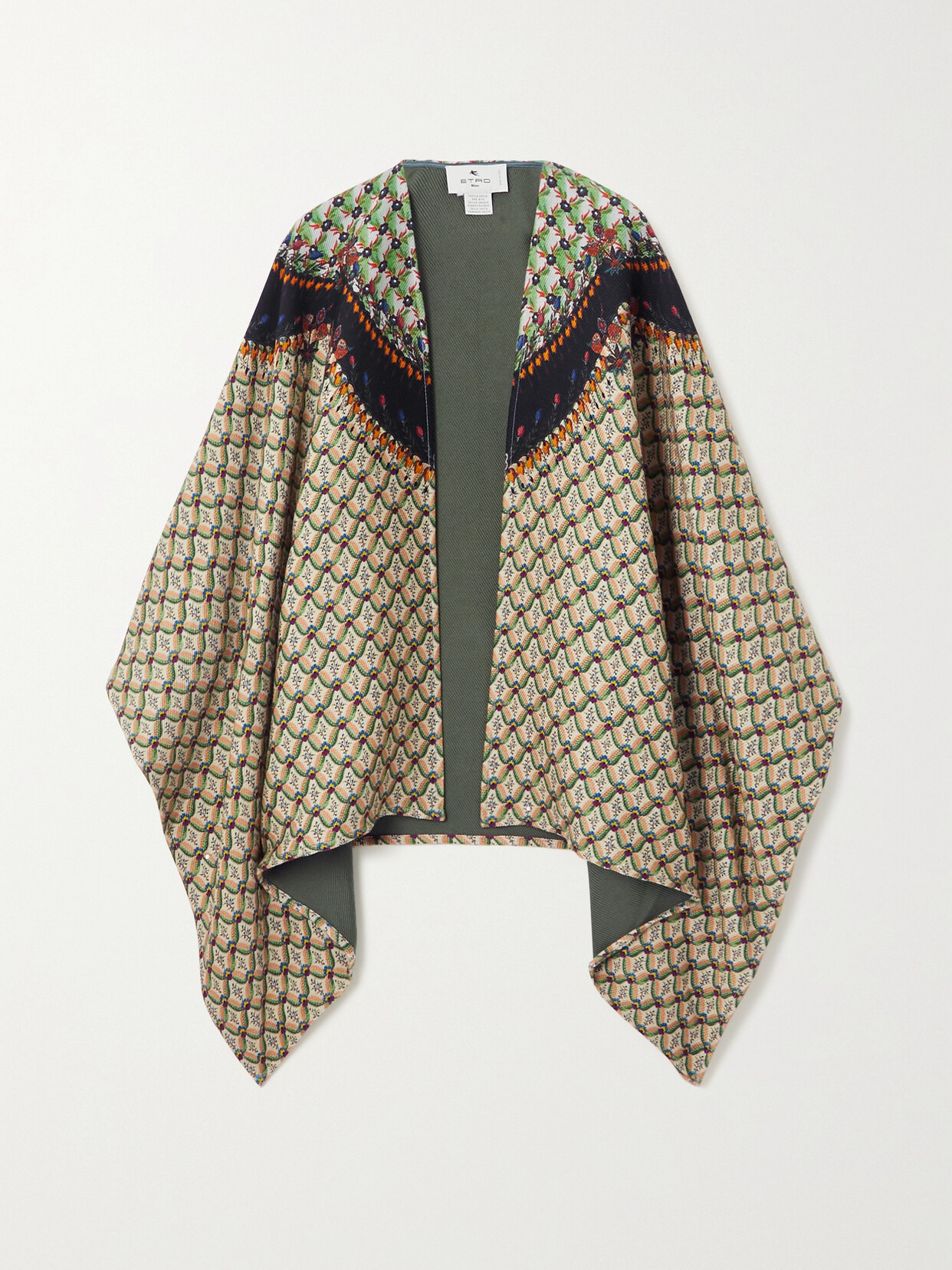 Etro - Printed Wool-blend Cape - Green