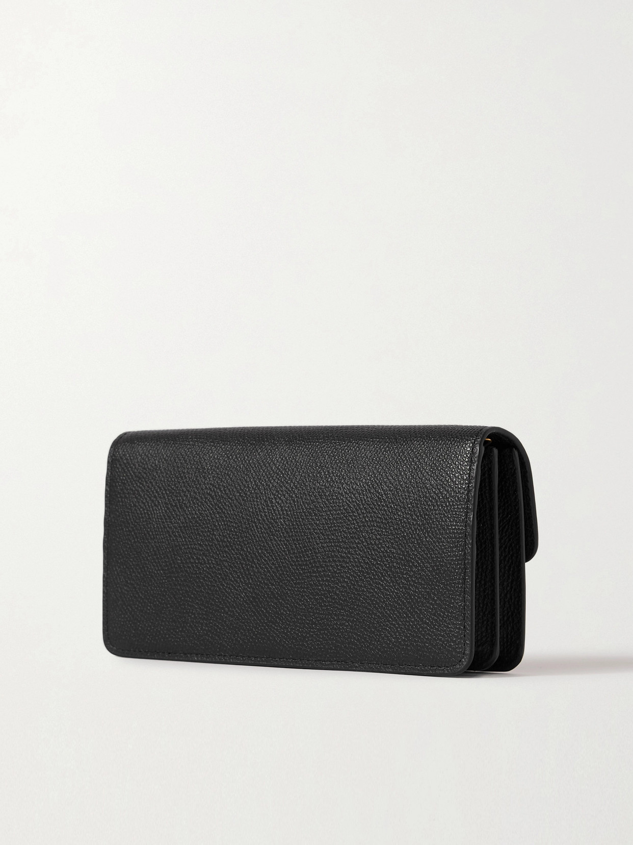 Shop Valentino Vlogo Textured-leather Wallet In Black