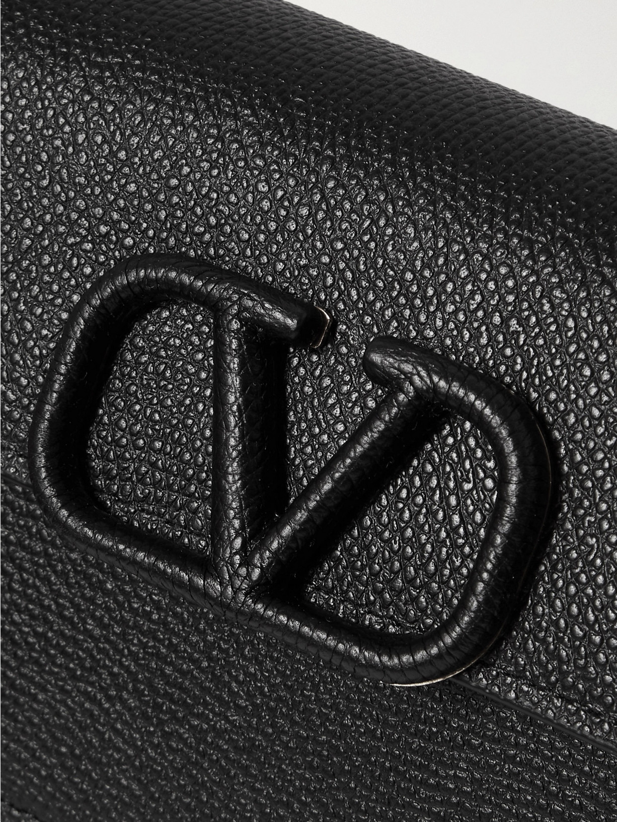 Shop Valentino Vlogo Textured-leather Wallet In Black