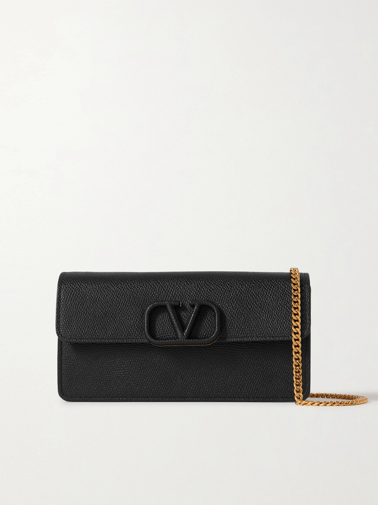 Valentino Garavani Vlogo Textured-leather Wallet In Black