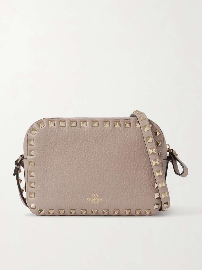 Valentino Garavani The Rockstud Small Textured-leather Shoulder Bag