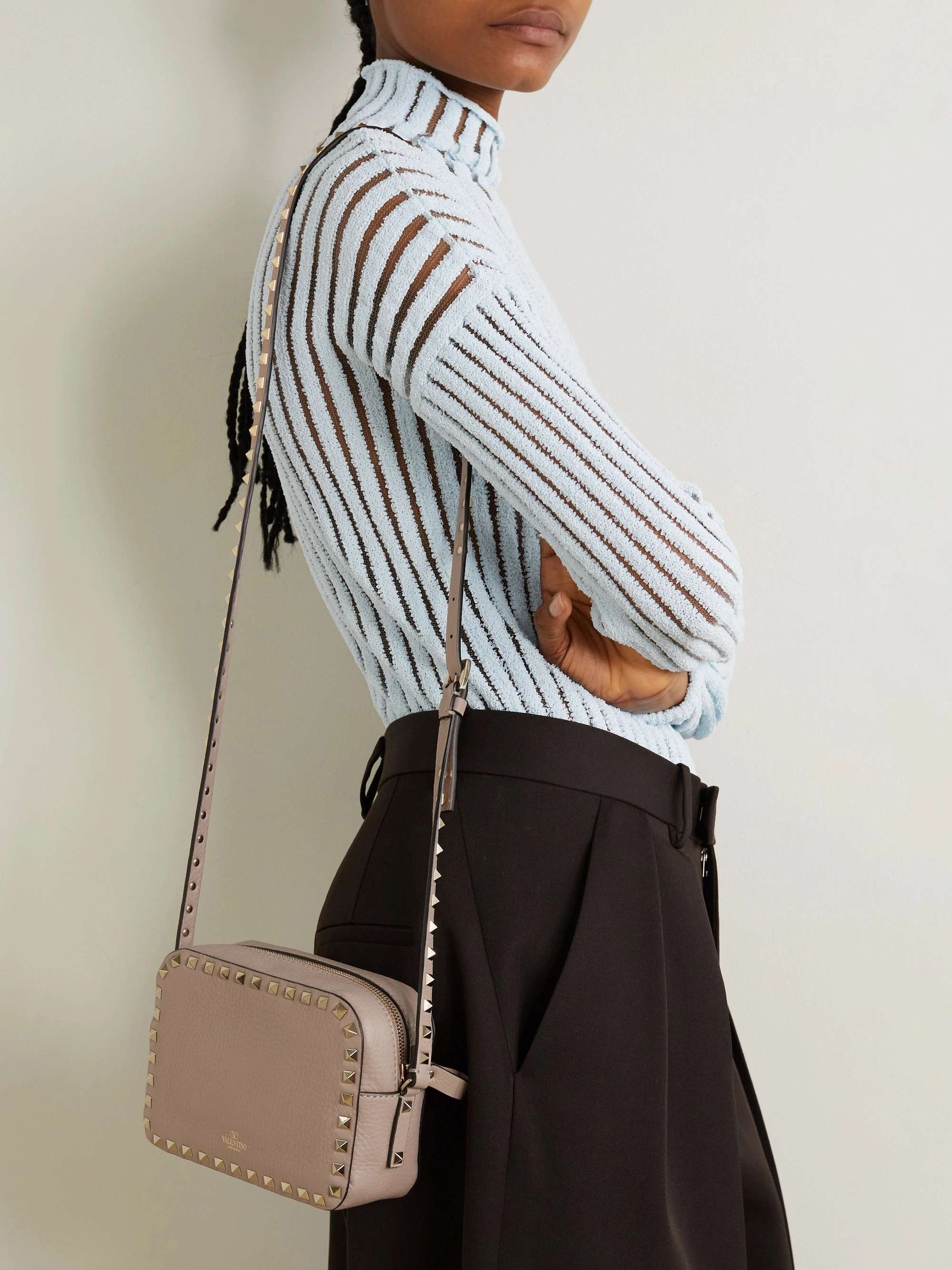 VALENTINO GARAVANI Rockstud small texturedleather shoulder bag NETA