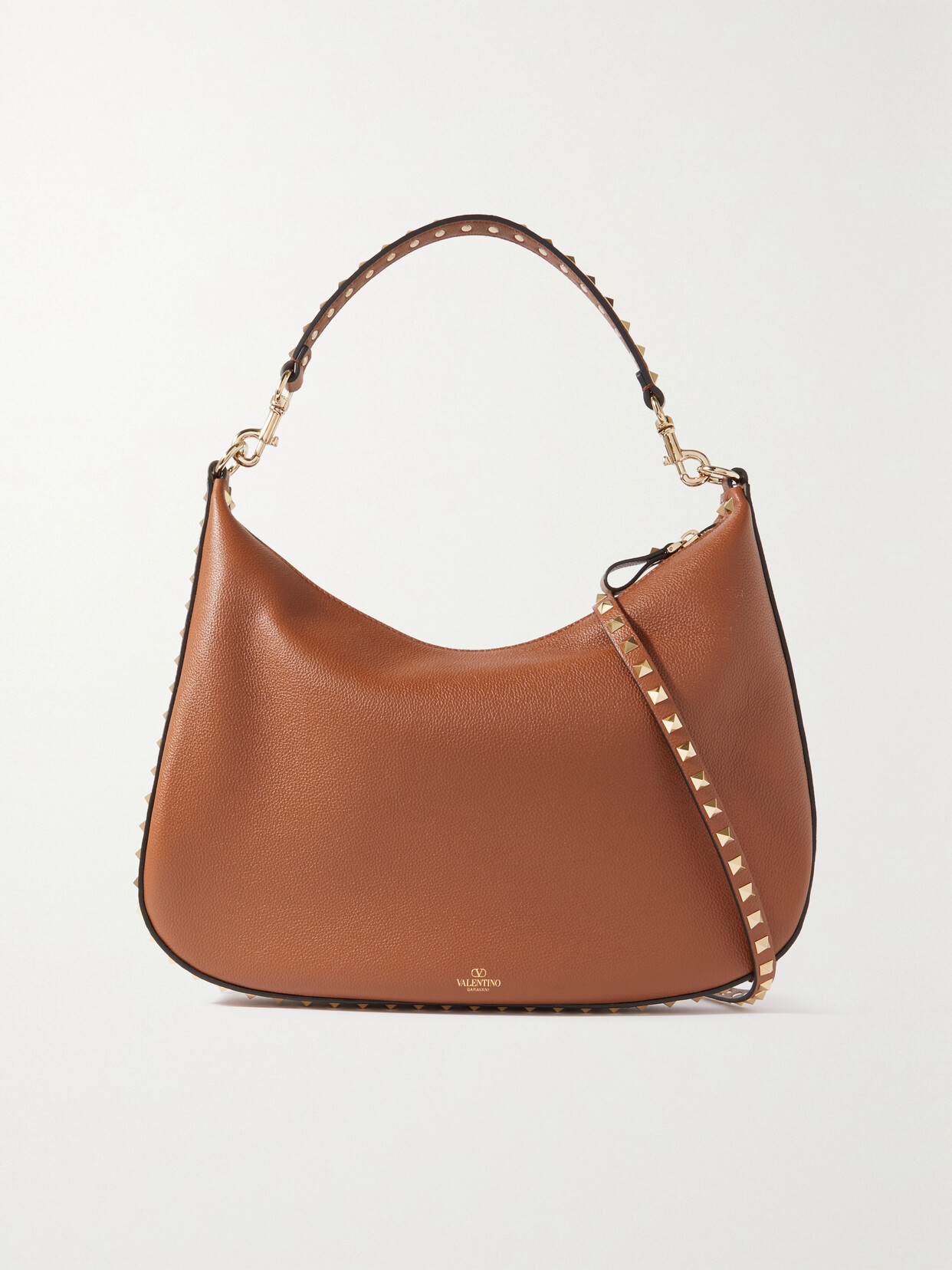 Valentino Garavani - Rockstud Medium Textured-leather Tote - Brown