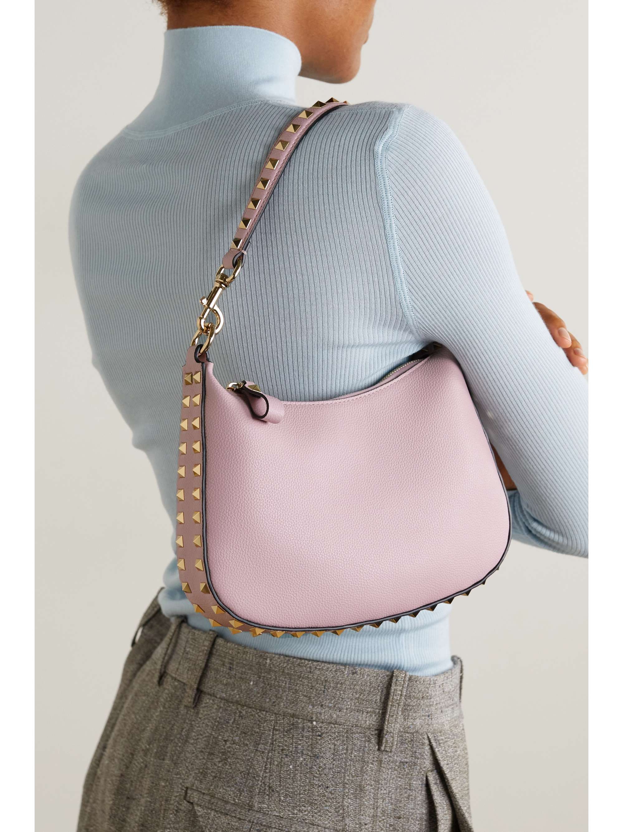 VALENTINO GARAVANI Rockstud small texturedleather shoulder bag NETA