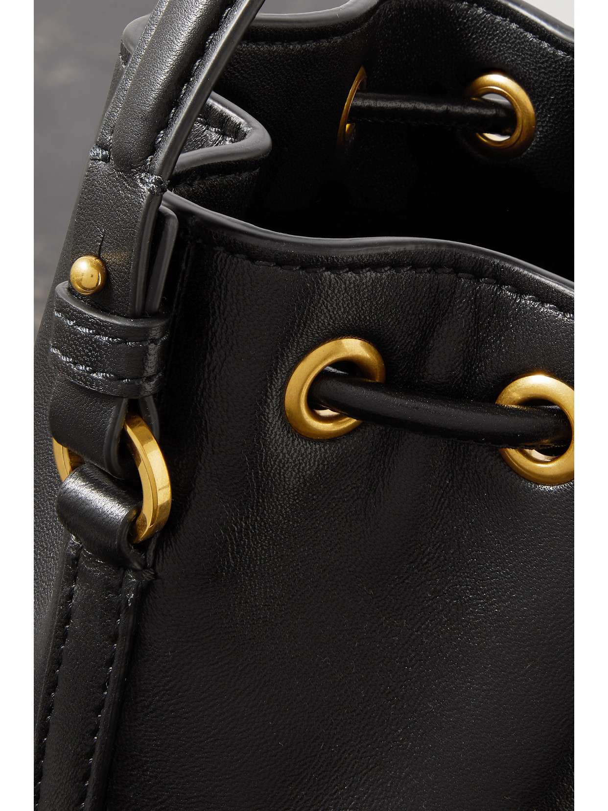 Valentino Vlogo Mini Embellished Leather Bucket Bag In Black
