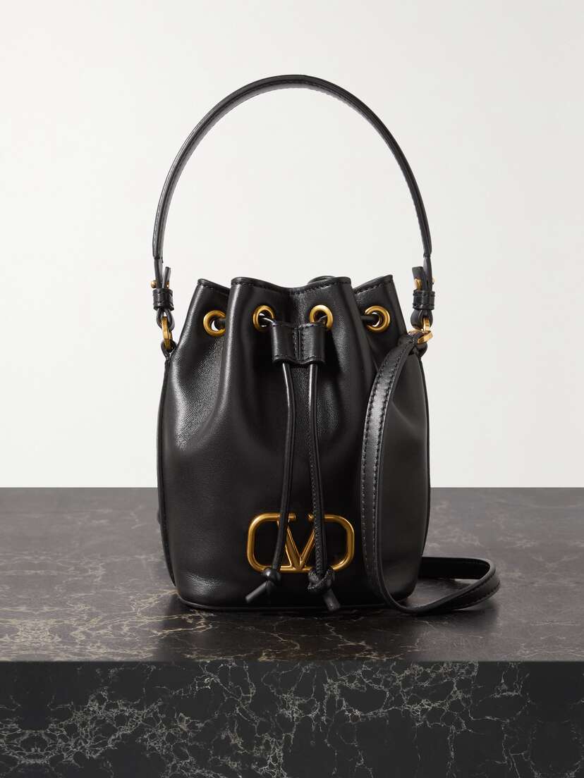 Valentino Garavani Vlogo Mini Embellished Leather Bucket Bag