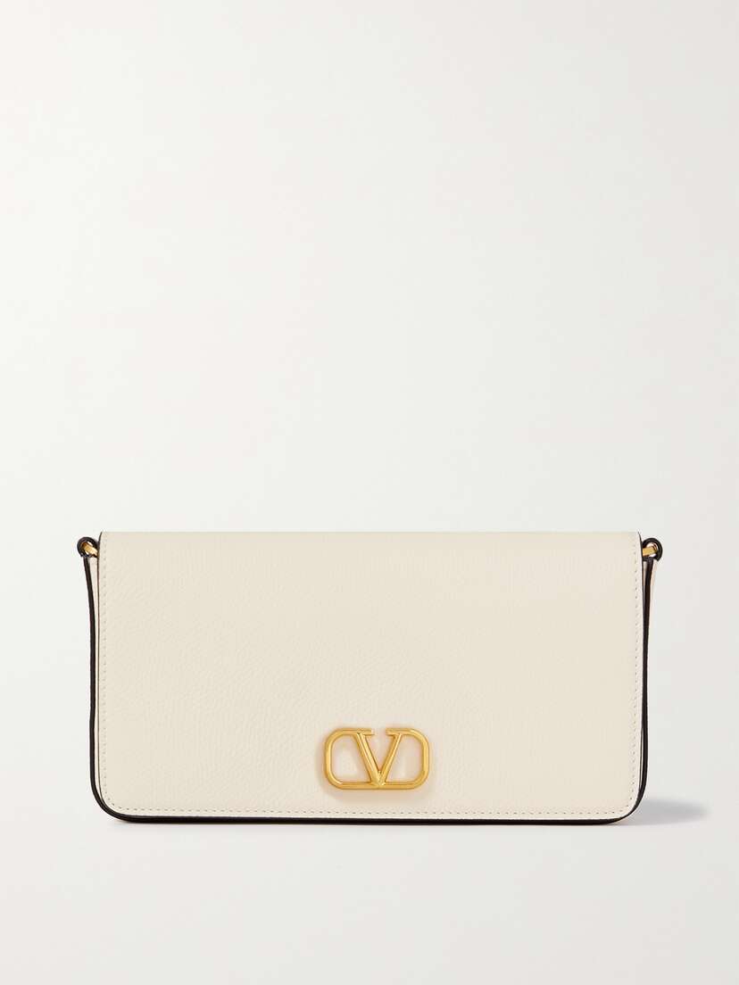 Valentino Garavani Vlogo Textured-leather Clutch