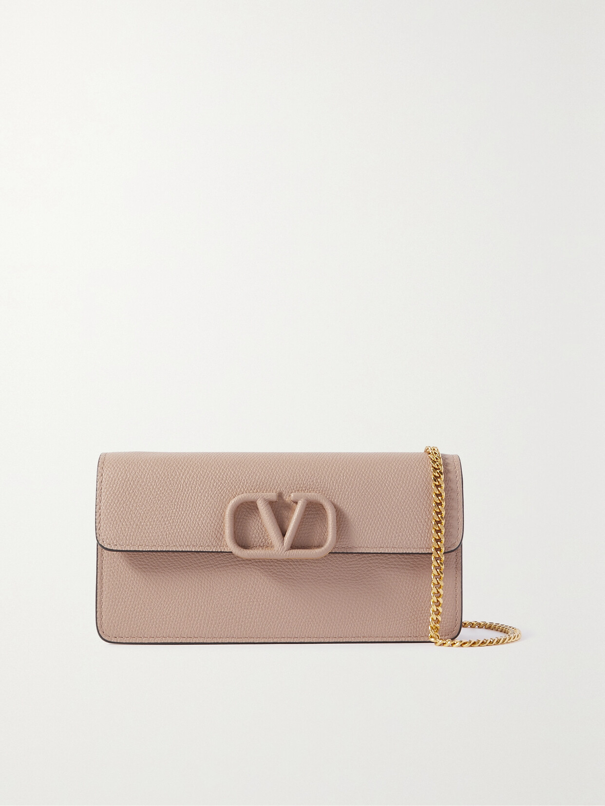 Valentino Garavani - Vlogo Textured-leather Wallet - Neutrals