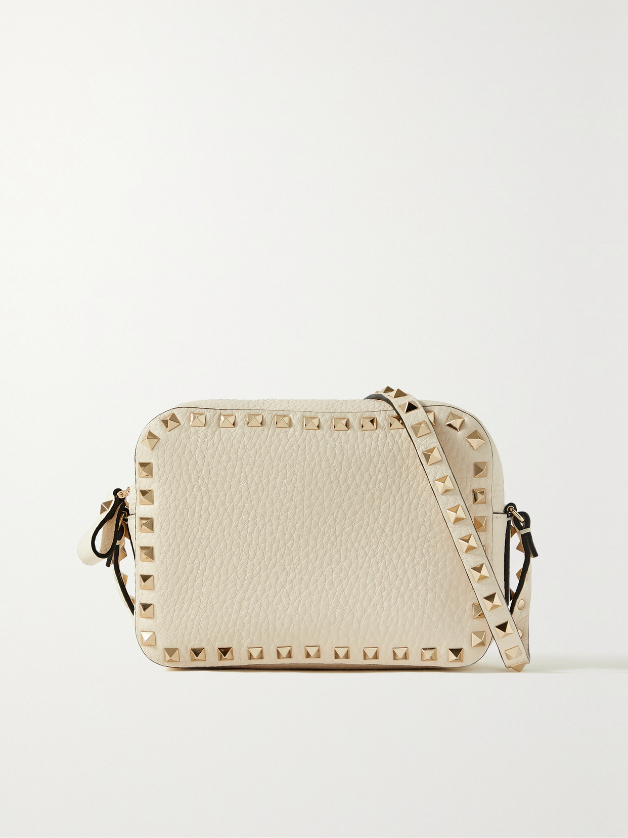 Valentino Garavani - The Rockstud Textured-leather Shoulder Bag - Neutrals