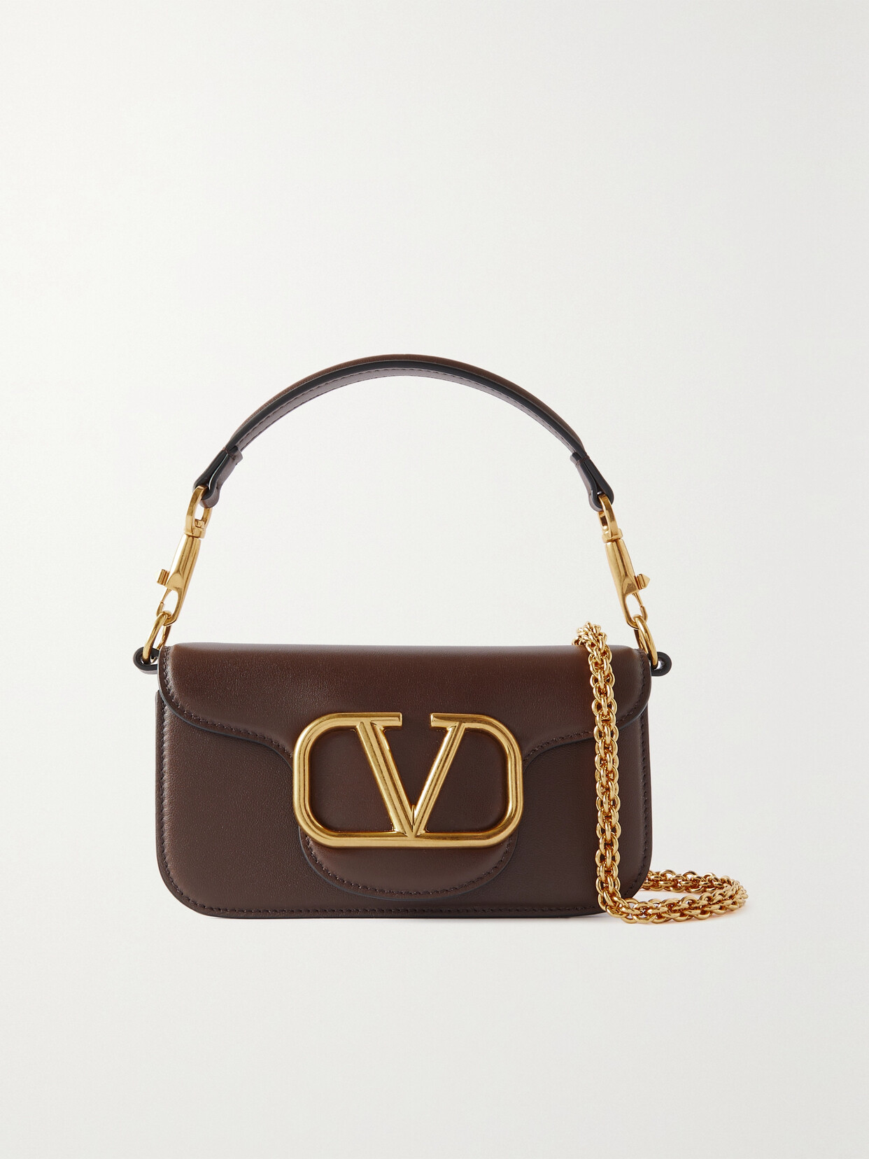 Valentino Garavani Locò Small Leather Shoulder Bag In Brown