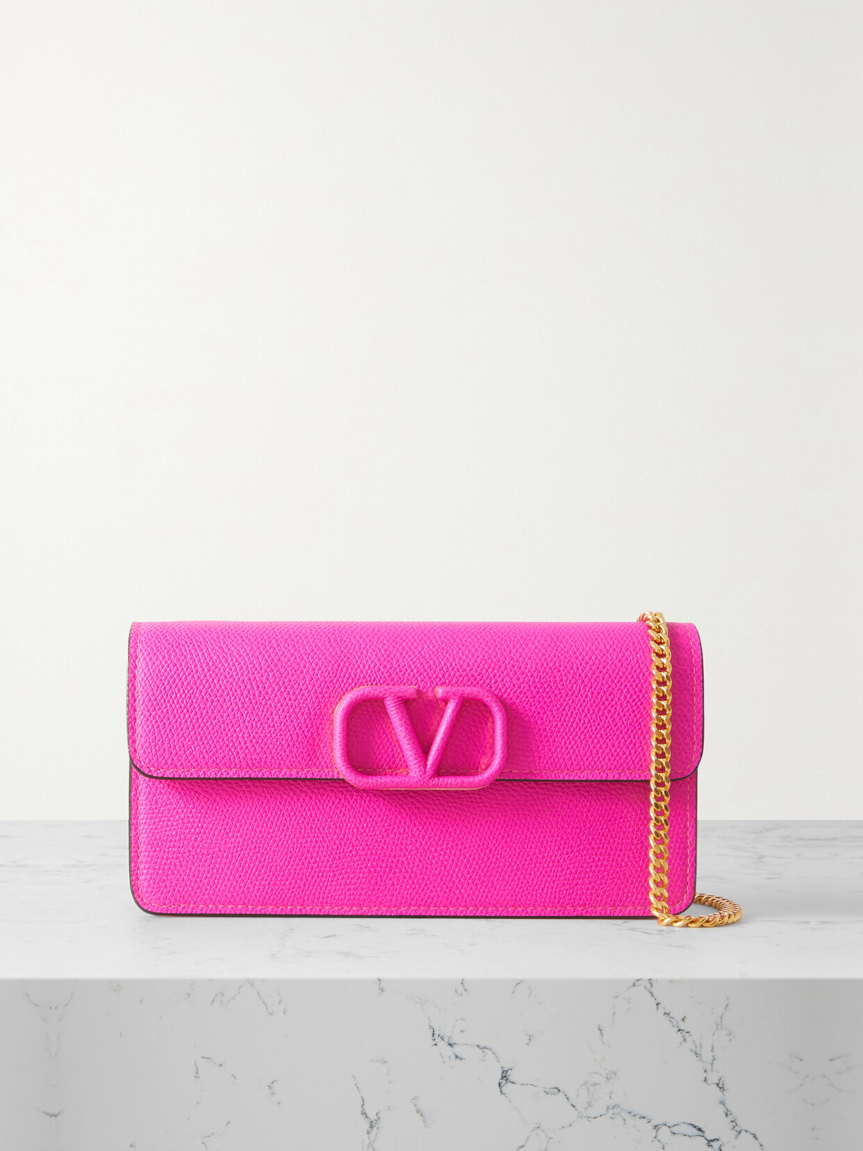 Valentino Garavani - Vlogo Textured-leather Wallet - Pink