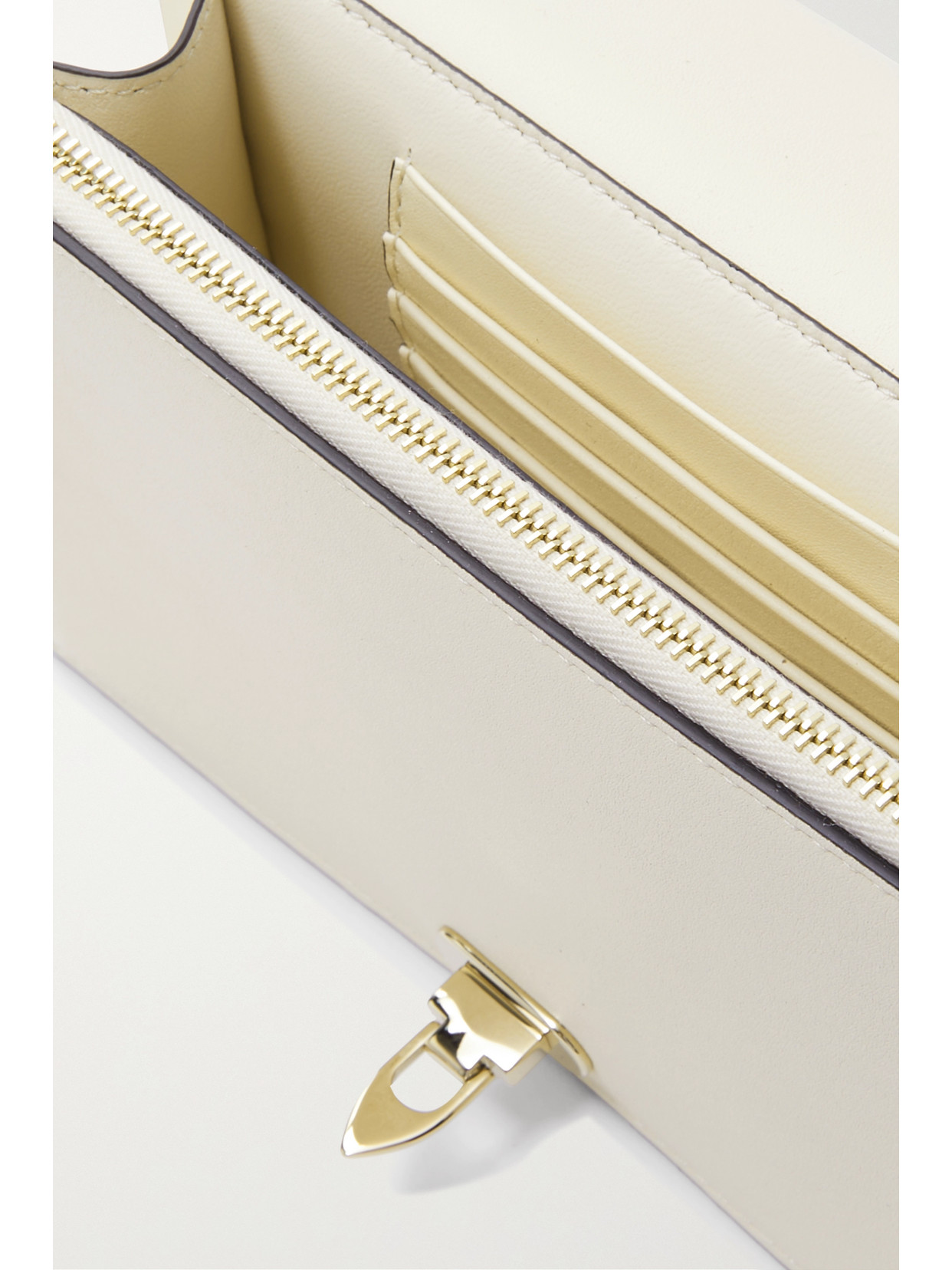 Shop Valentino Rockstud Leather Clutch In Ivory