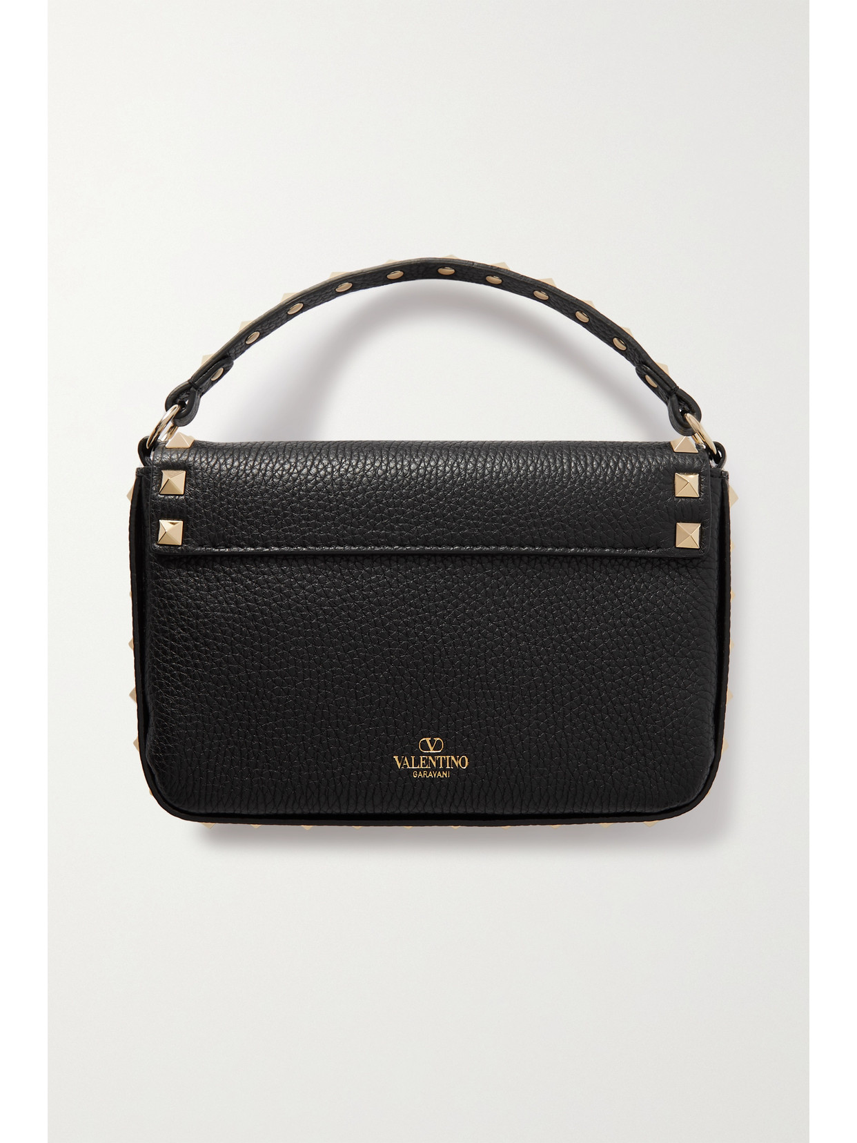 Valentino Garavani Rockstud Logo-embossed Leather Cross-body Bag In Black