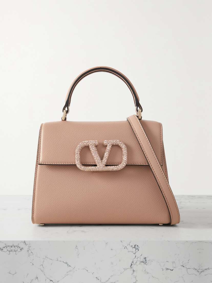 Valentino Garavani Vsling Small Swarovski Crystal-embellished Textured-leather Shoulder Bag -  - One size