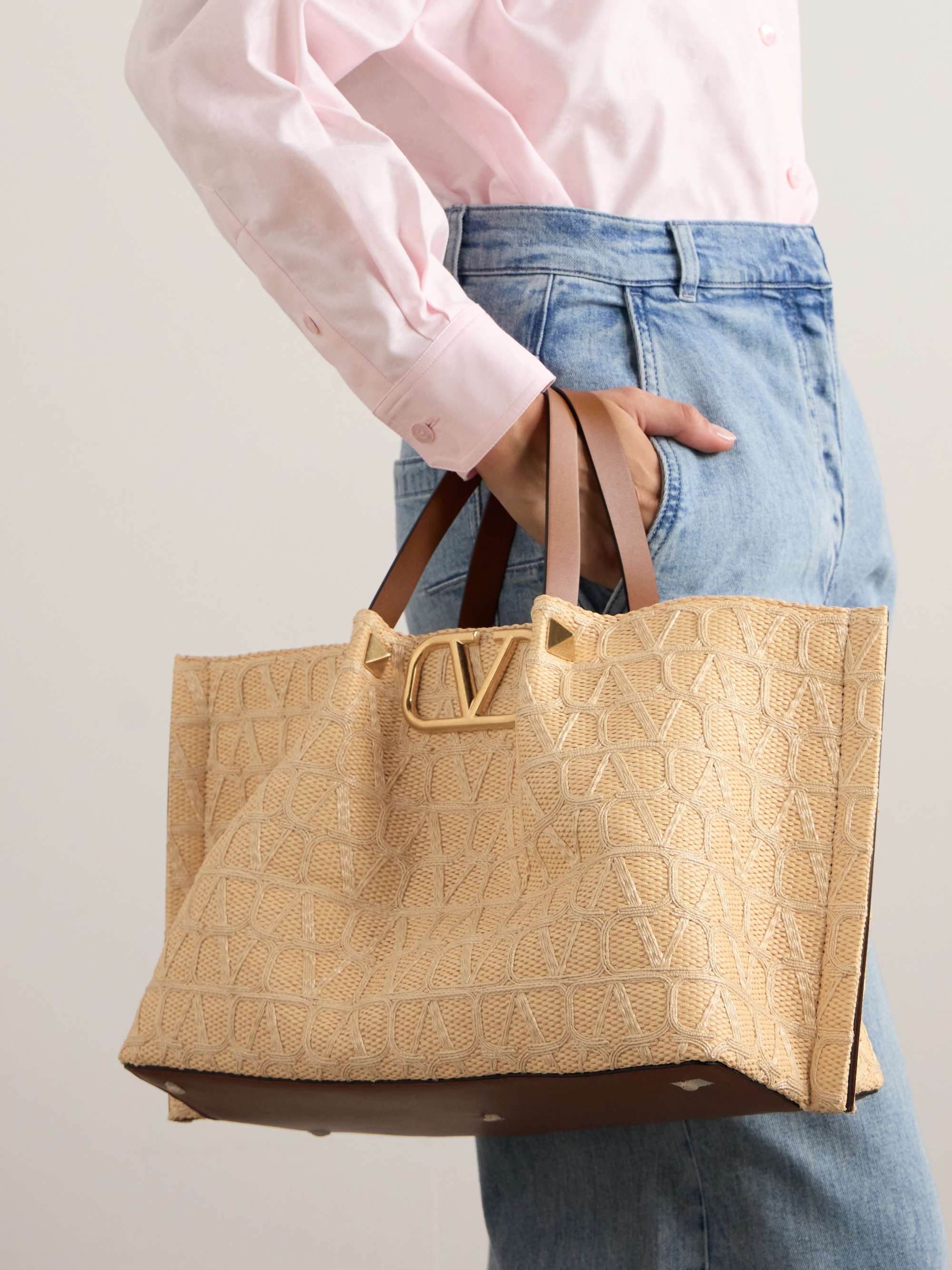 Valentino straw tote cheap