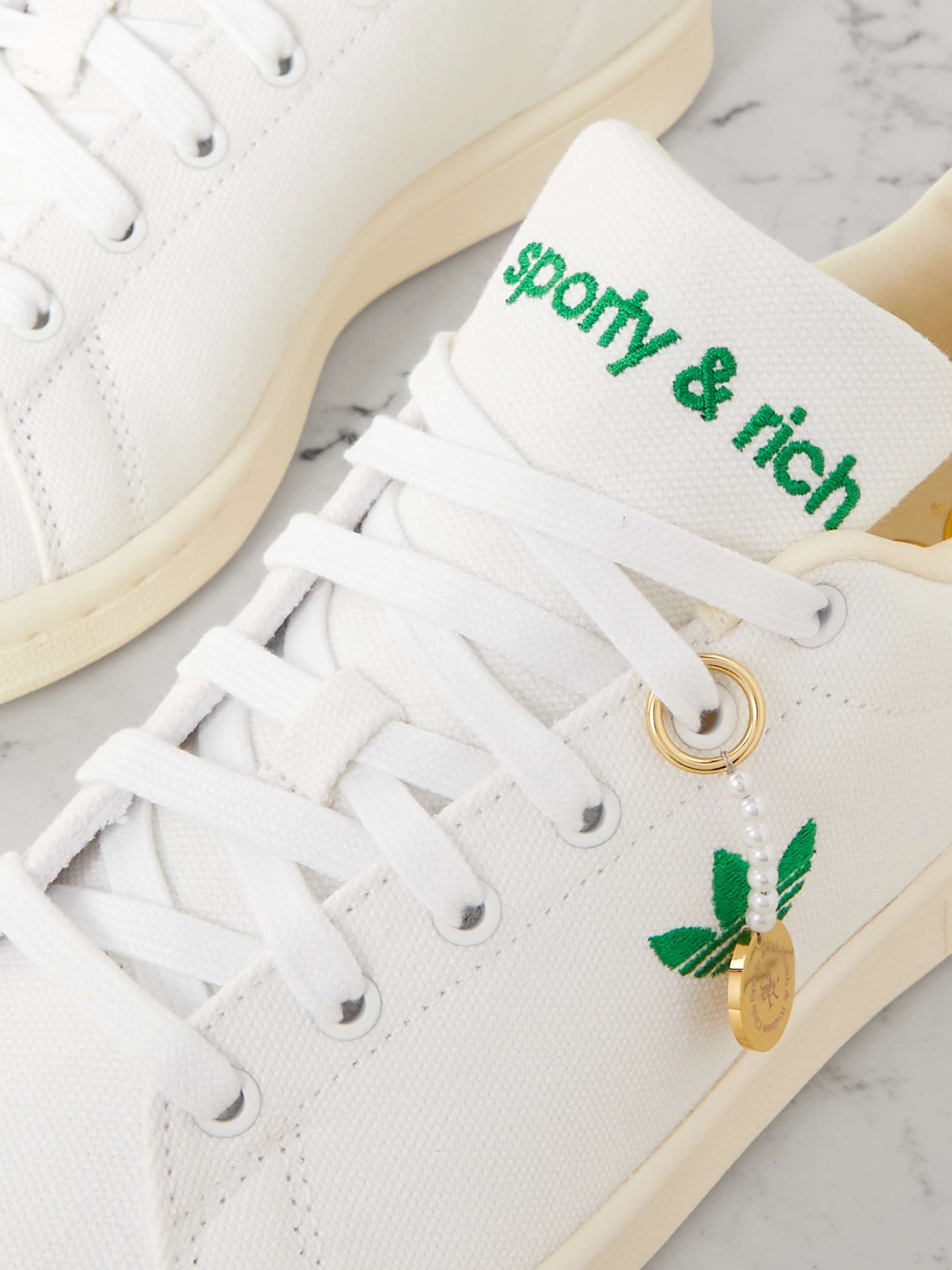 + Sporty & Rich Stan Smith leather-trimmed canvas sneakers