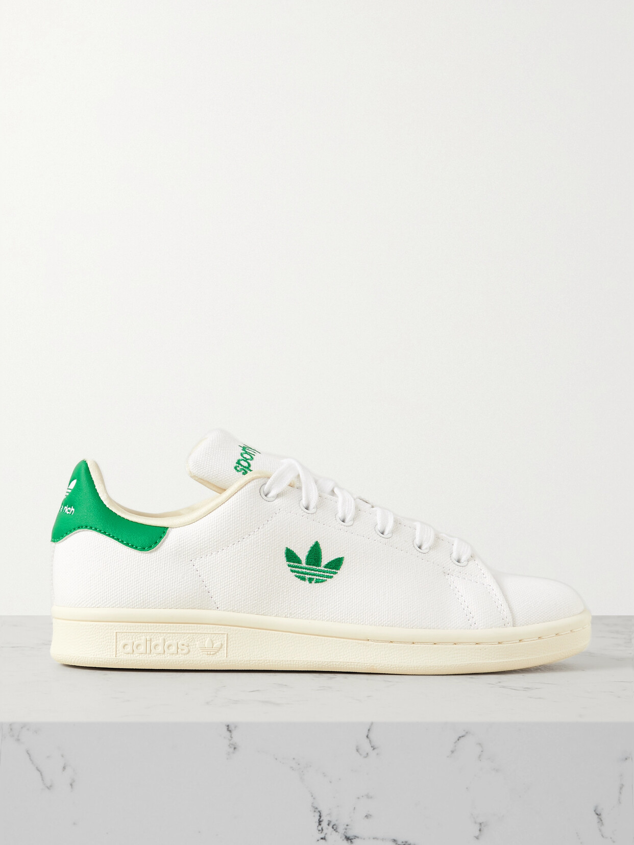 adidas Originals - + Sporty & Rich Stan Smith Leather-trimmed Canvas Sneakers - White