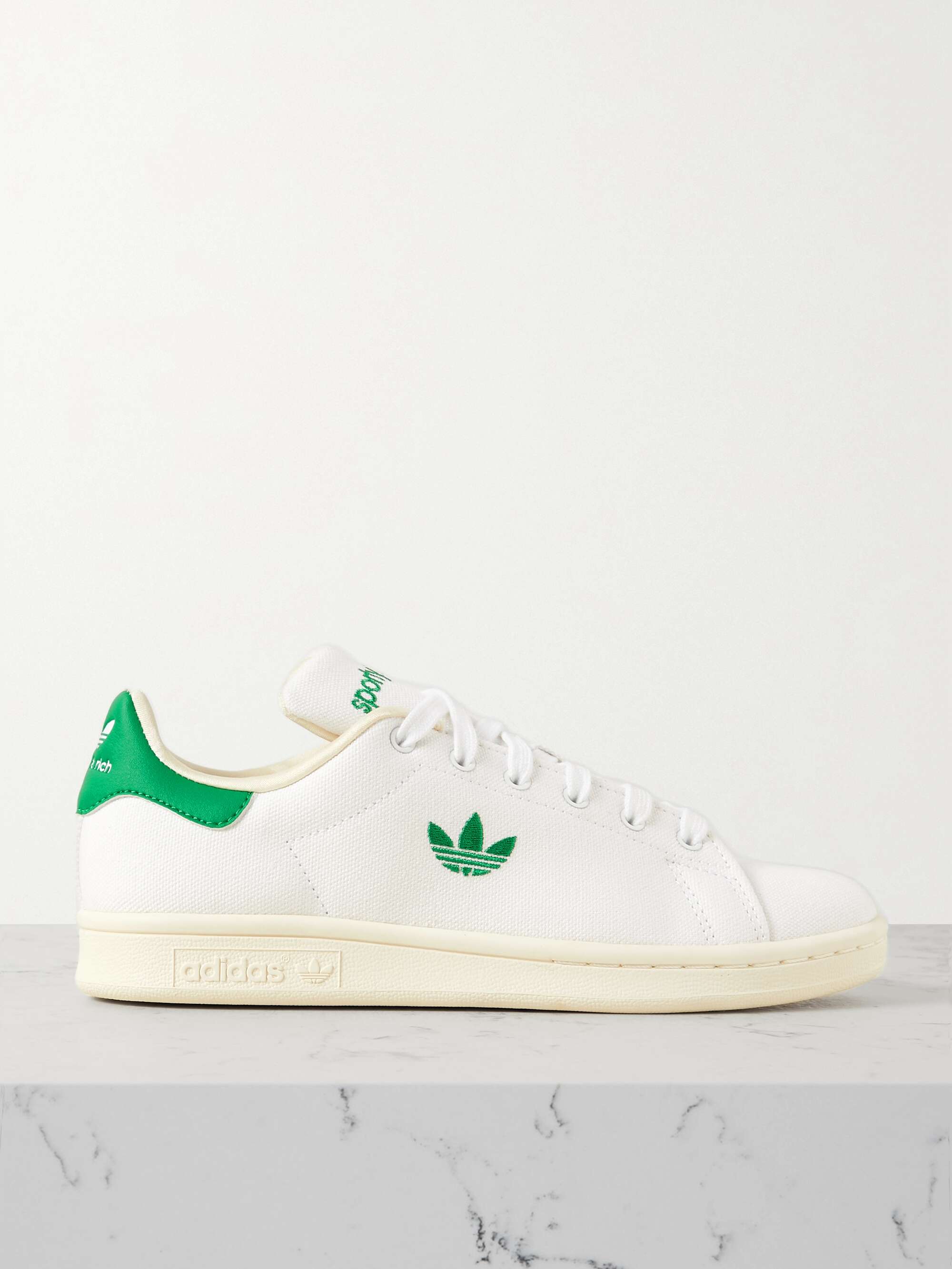 + Sporty & Rich Stan Smith leather-trimmed canvas sneakers