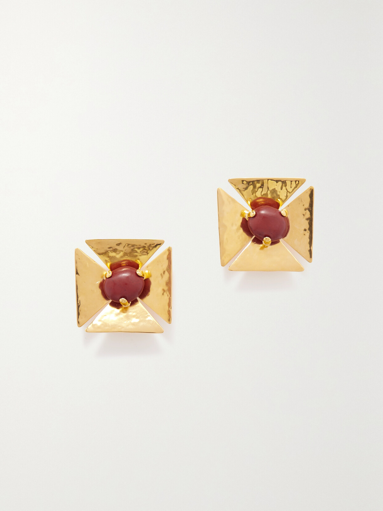 Saint Laurent Gold-tone Stone Clip Earrings