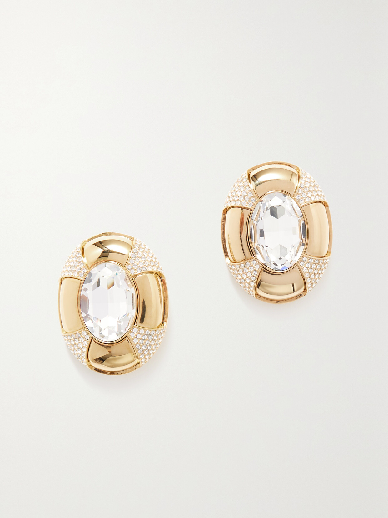 SAINT LAURENT - Gold-tone Crystal Clip Earrings - One size