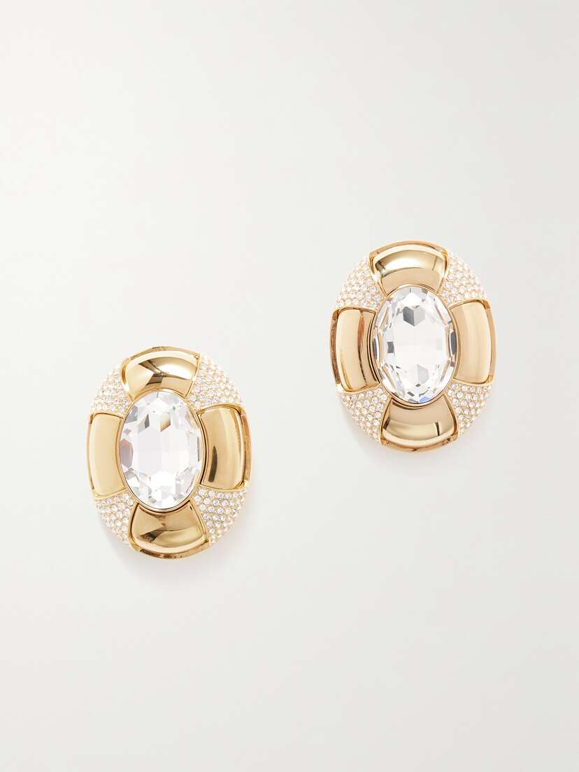 SAINT LAURENT -tone Crystal Clip Earrings