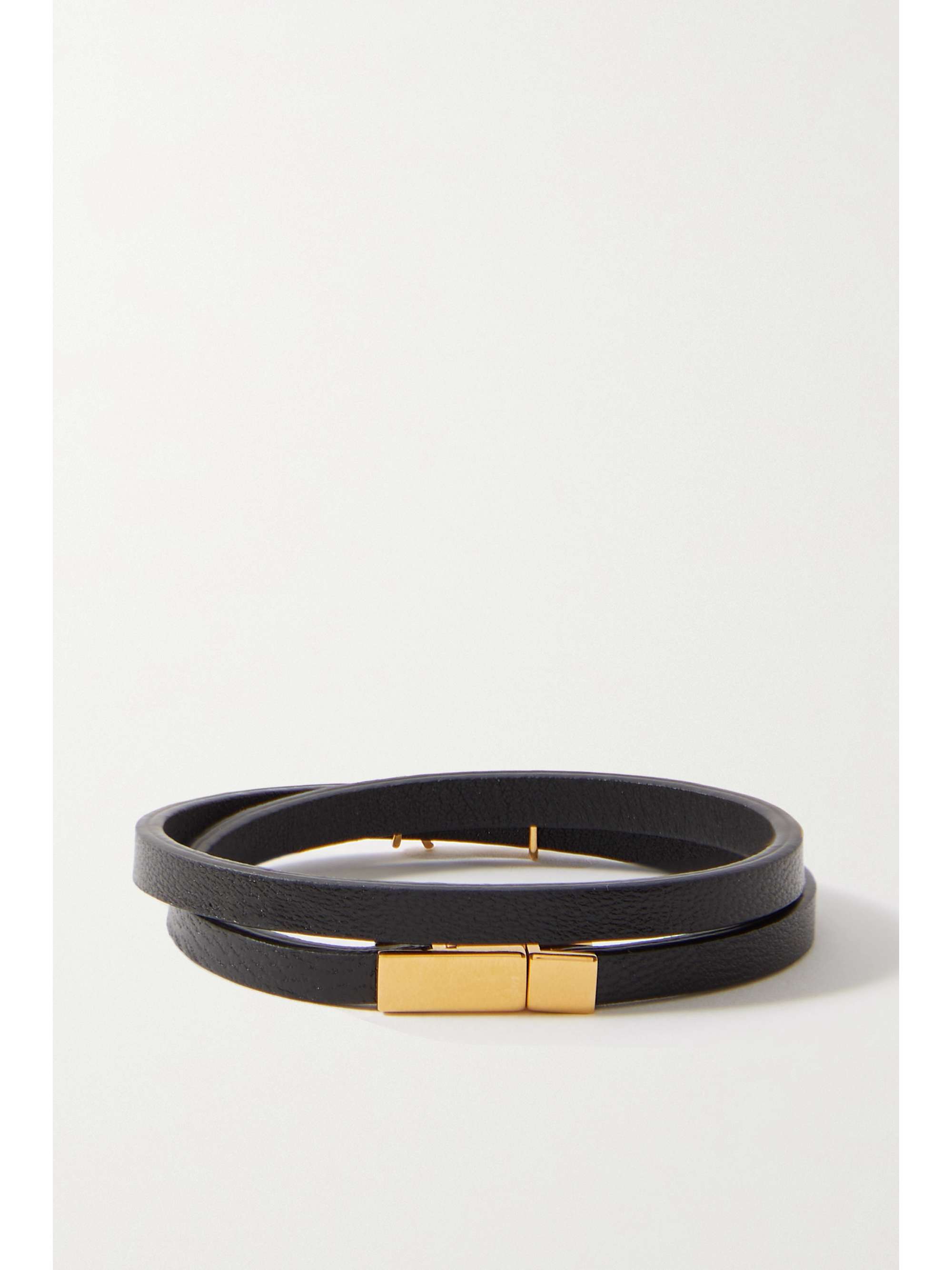 SAINT LAURENT Opyum leather and gold-tone bracelet