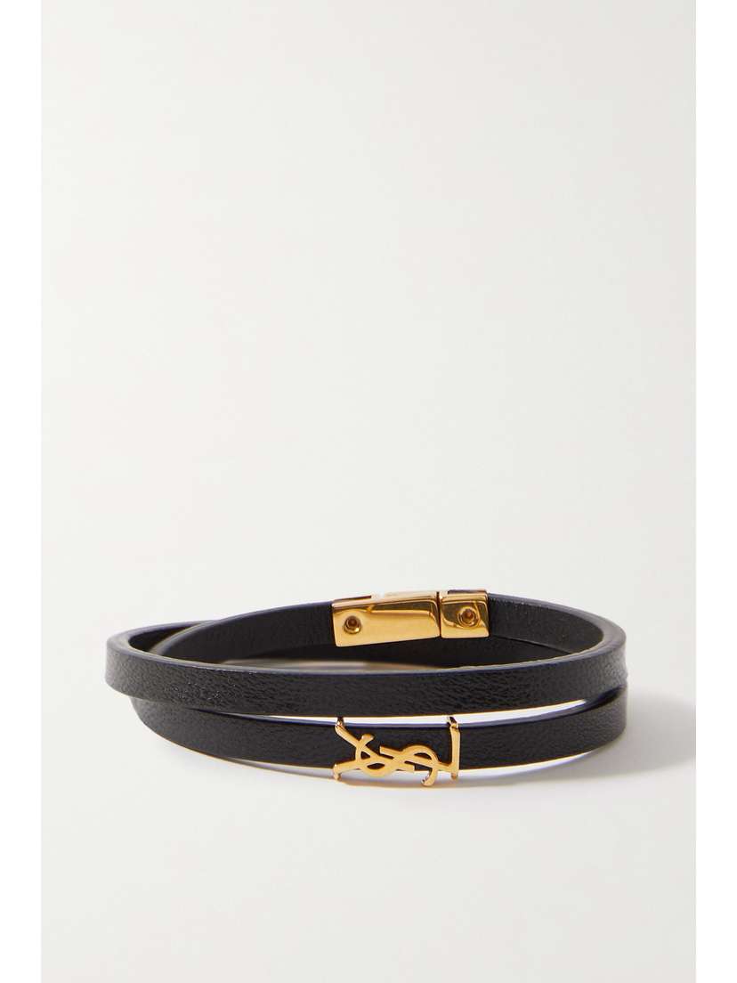 Saint Laurent Opyum Leather And Gold-tone Bracelet
