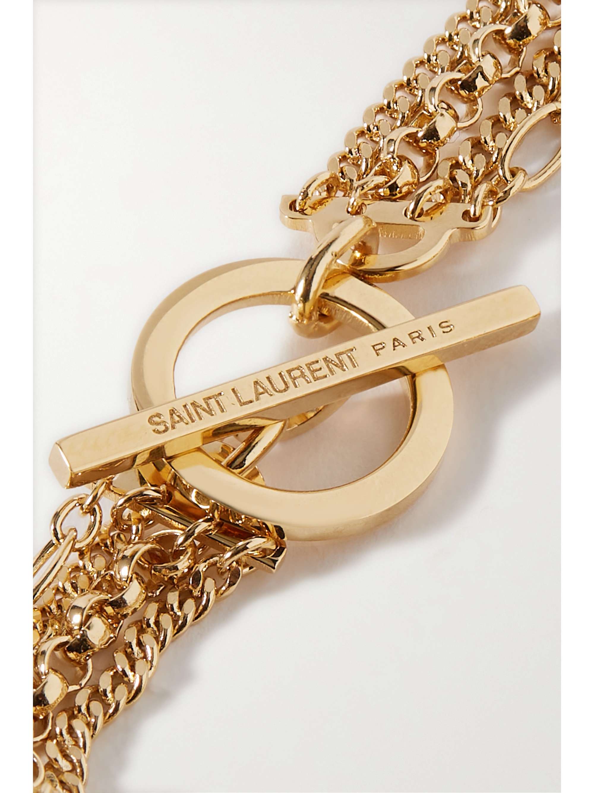 SAINT LAURENT Cassandre gold-tone crystal bracelet