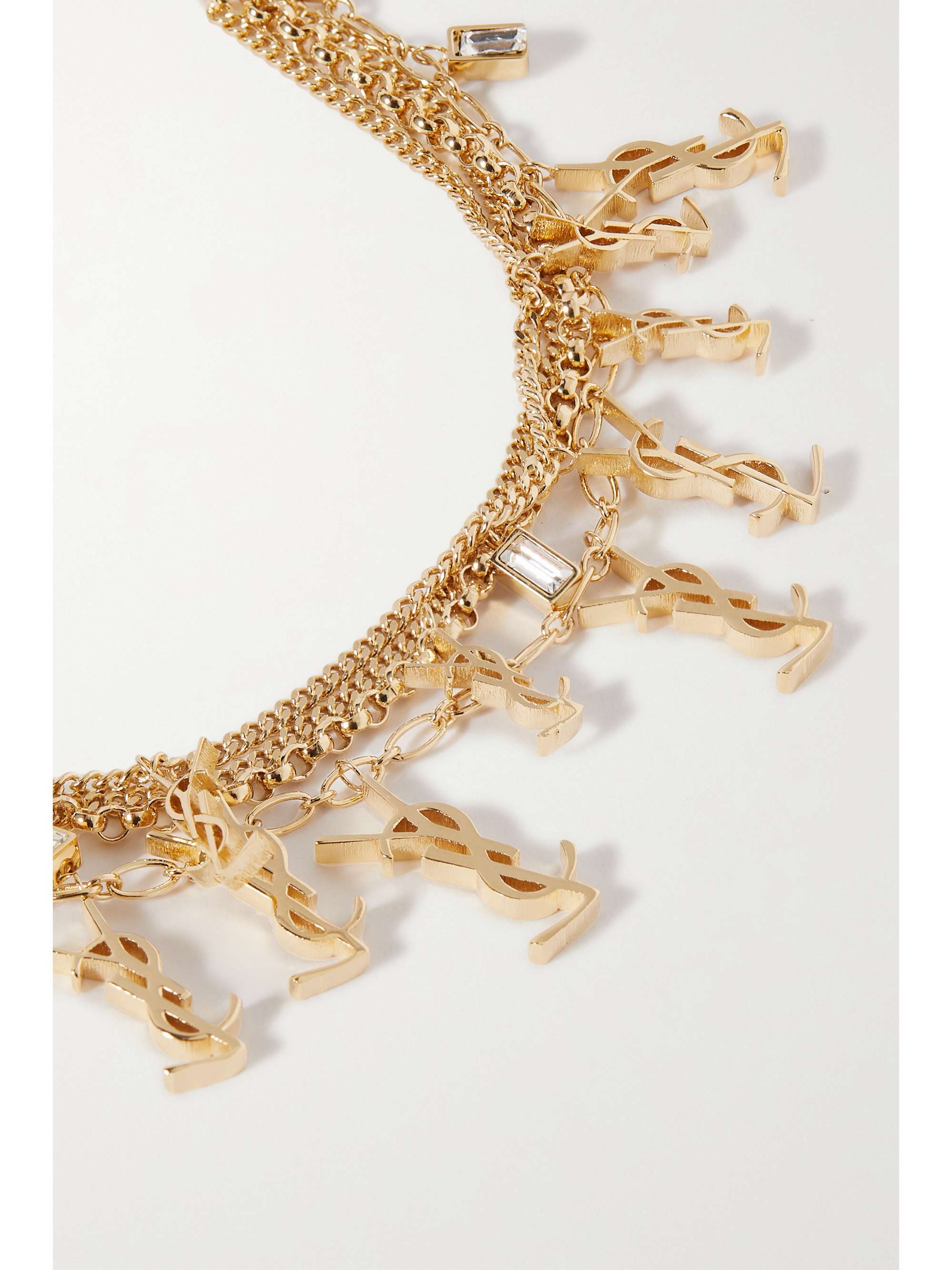 SAINT LAURENT Cassandre gold-tone crystal bracelet