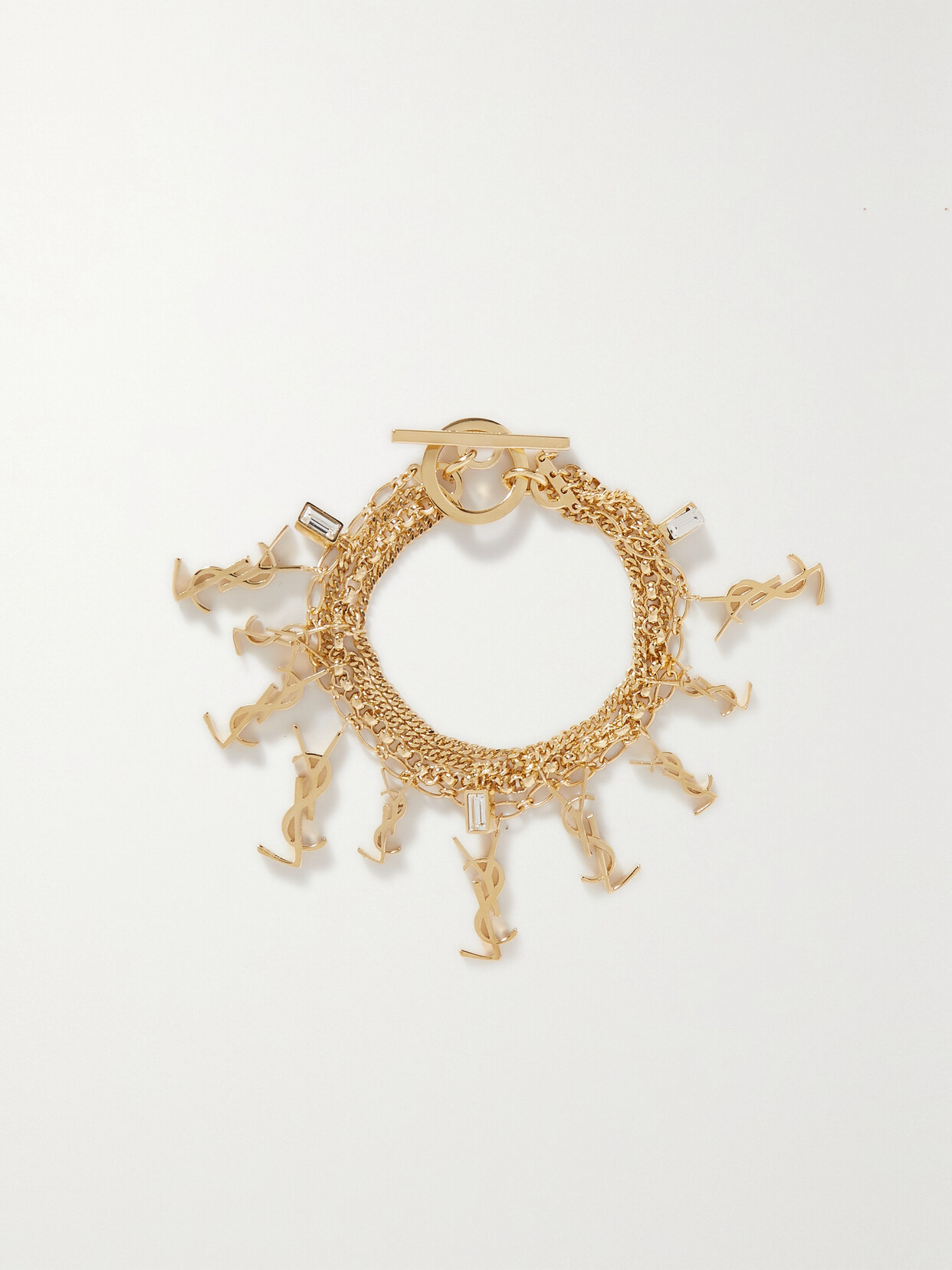 SAINT LAURENT - Cassandre Gold-tone Crystal Bracelet - M