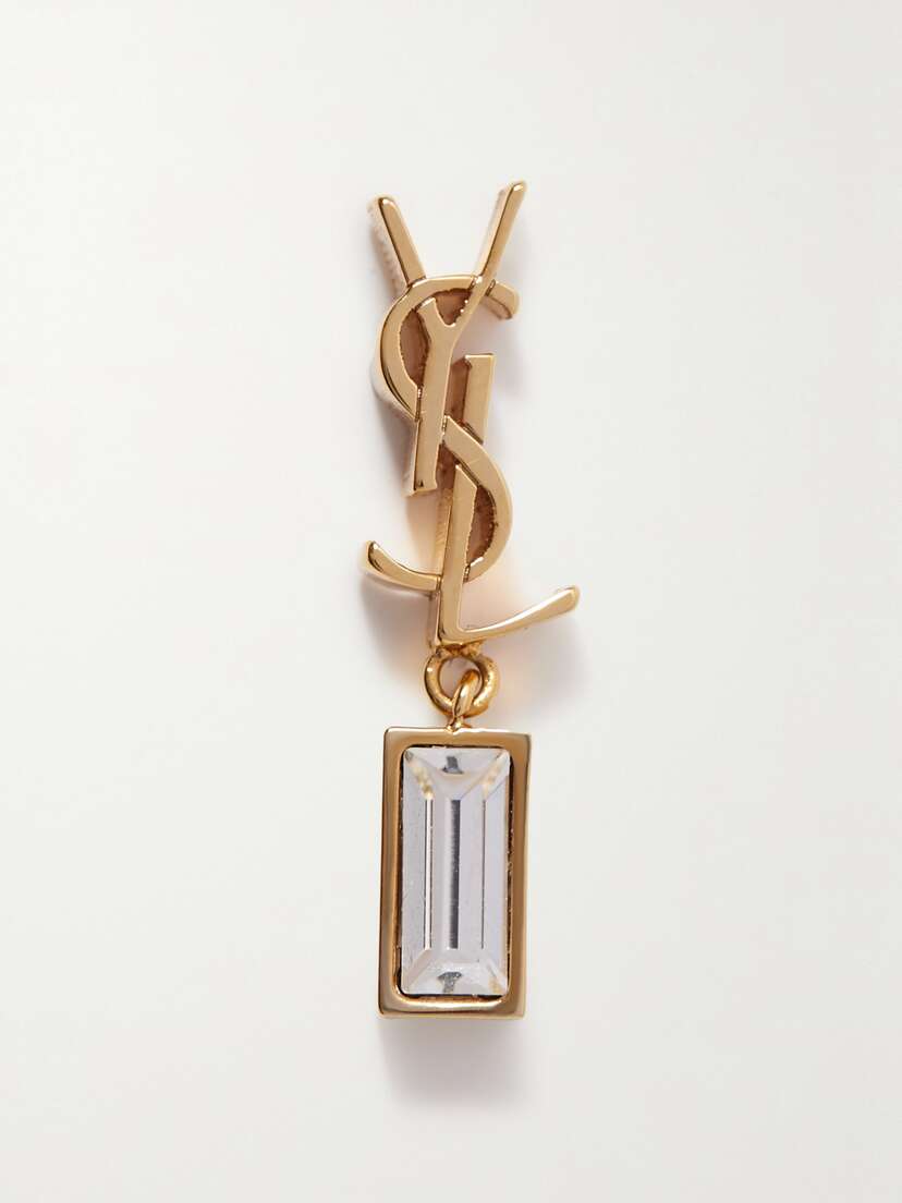 Saint Laurent Cassandre Gold-tone Crystal Single Earring