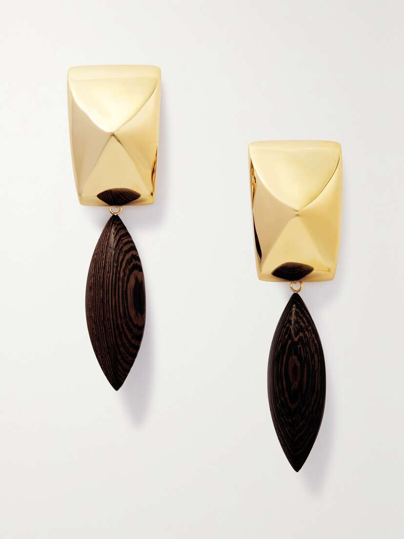 SAINT LAURENT -tone Wood Clip Earrings