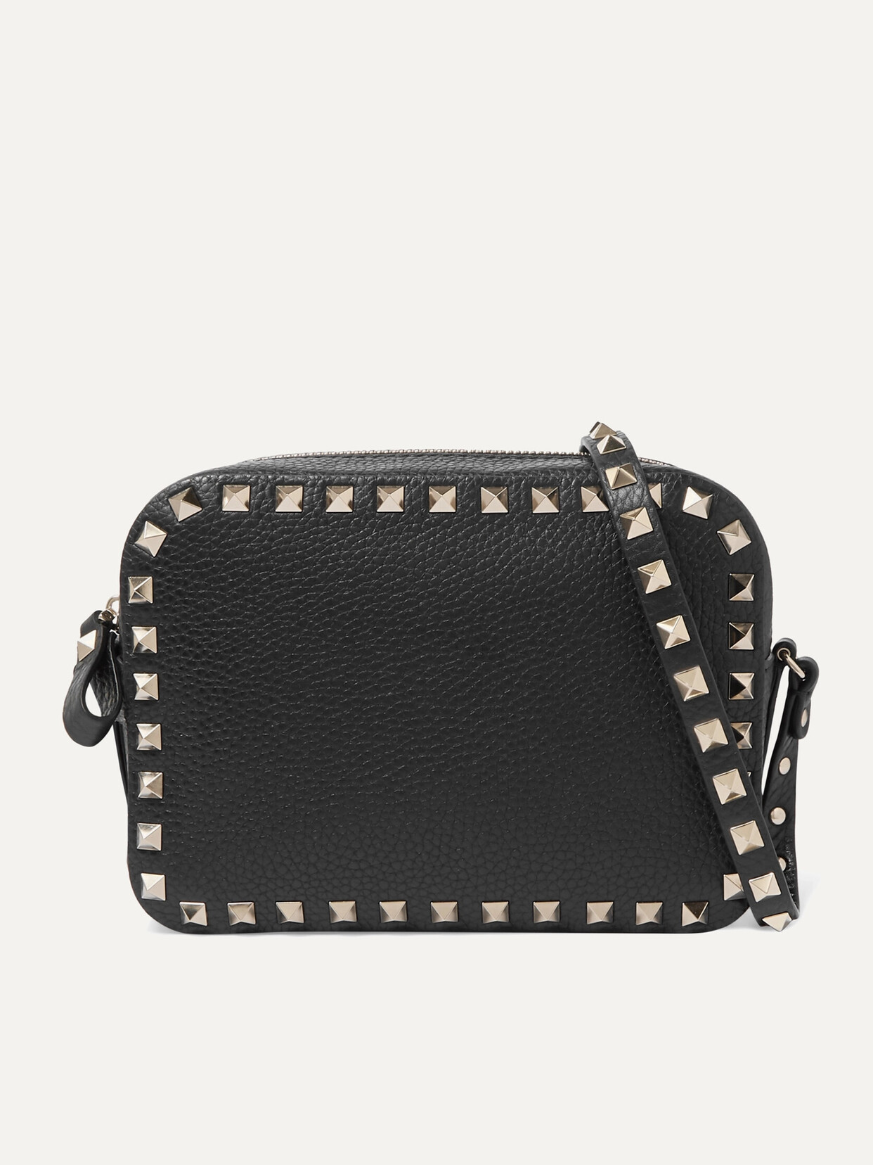 Valentino Garavani - Valentino Garavani The Rockstud Textured-leather Shoulder Bag - Black