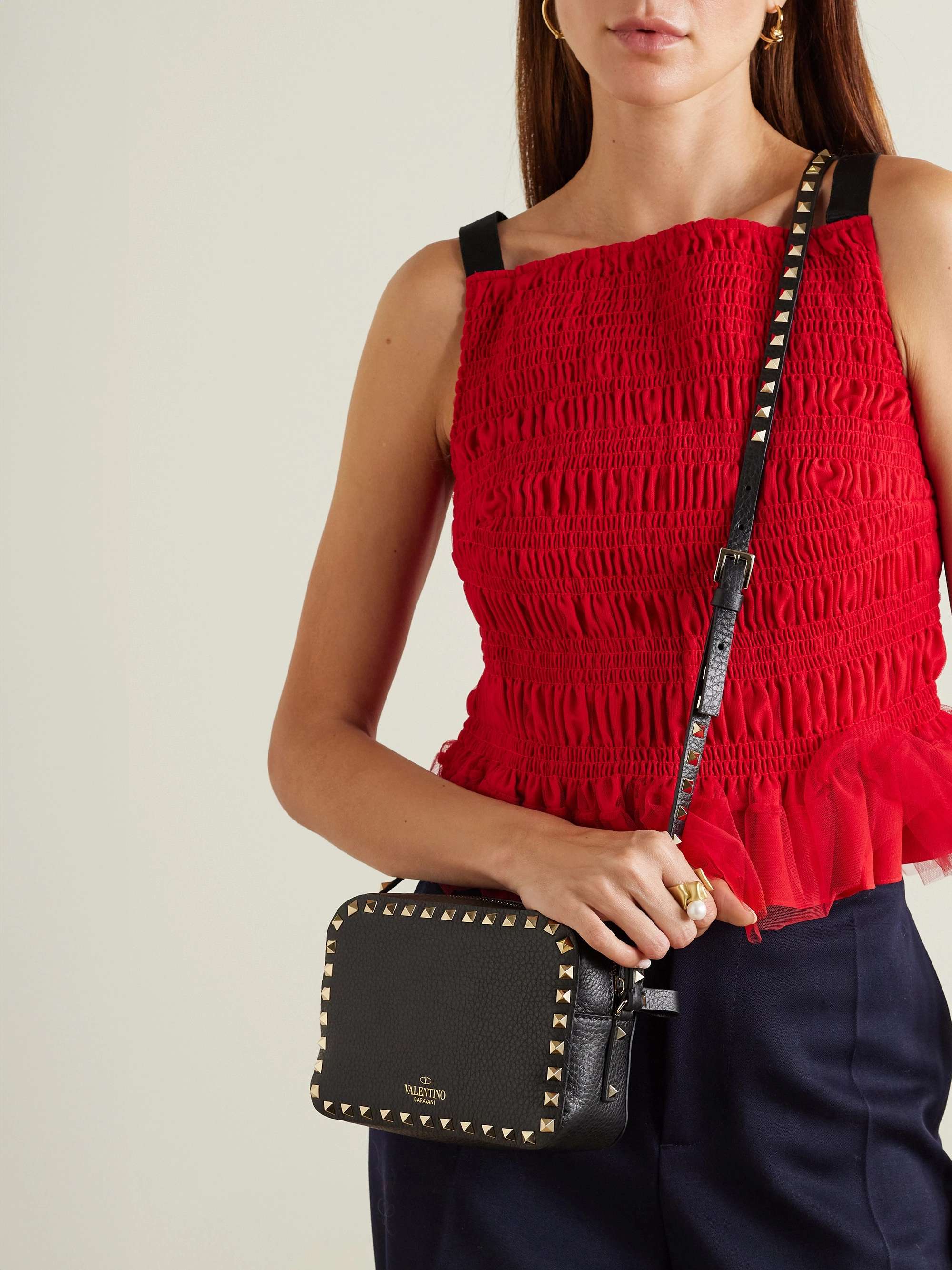 Valentino Rockstud red studded messenger bag