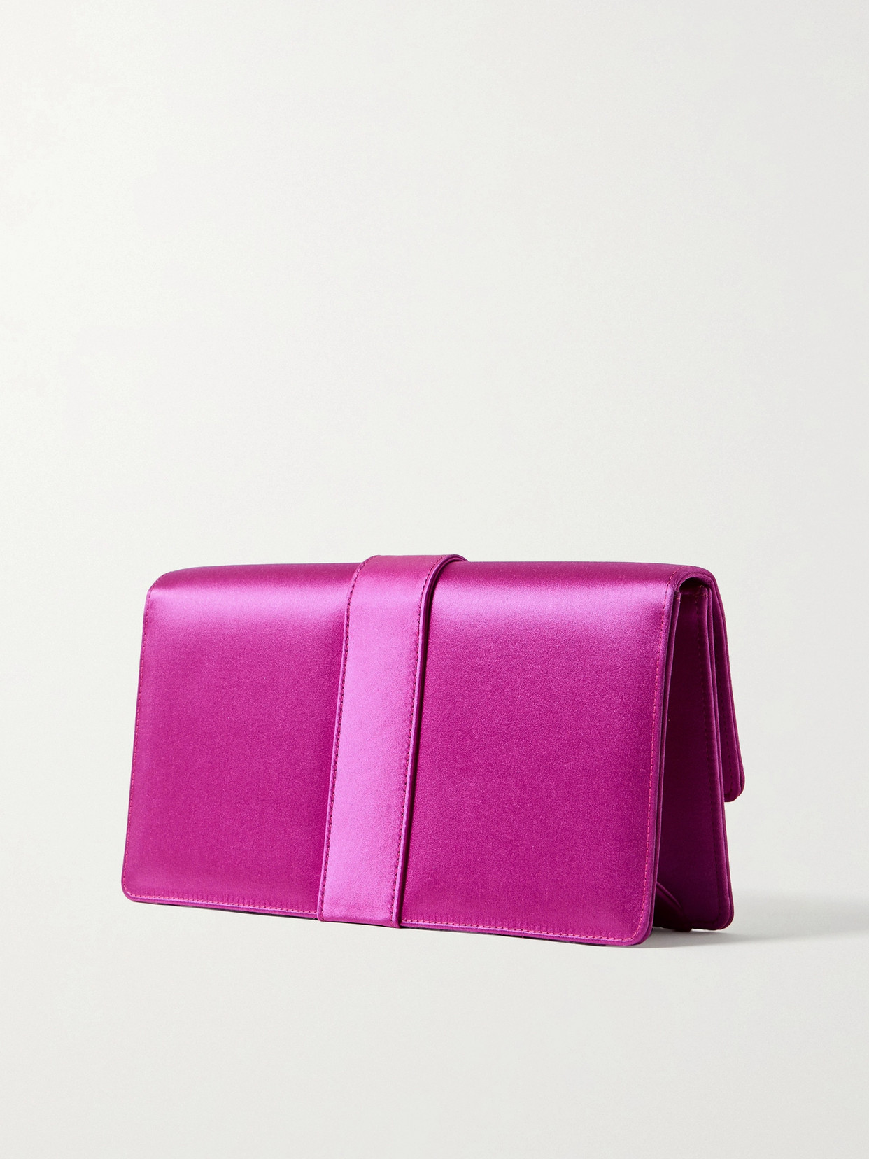 Shop Manolo Blahnik Capri Crystal-embellished Satin Clutch In Purple