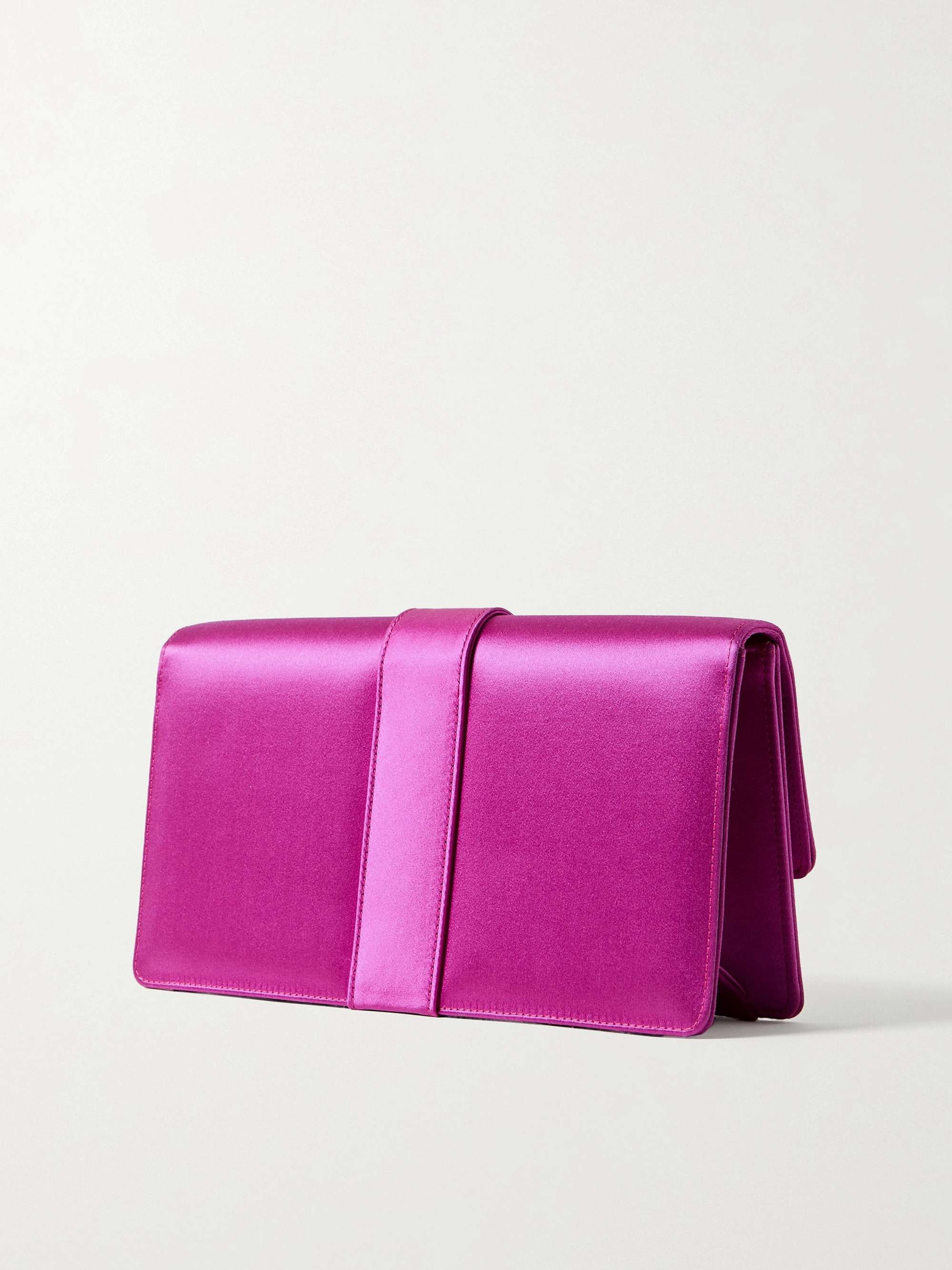 MANOLO BLAHNIK Capri Clutch aus Samt mit Satinbesatz und Kristallen