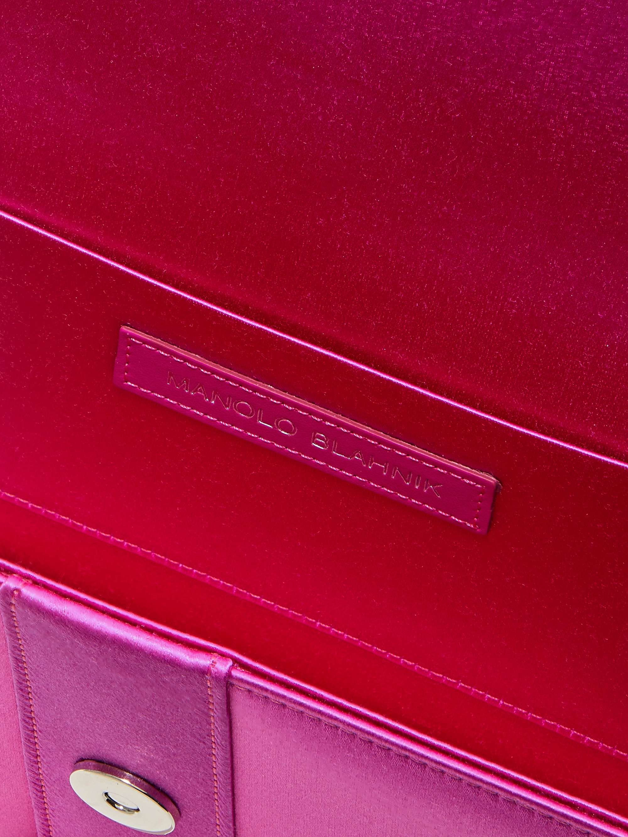 MANOLO BLAHNIK Capri Clutch aus Samt mit Satinbesatz und Kristallen
