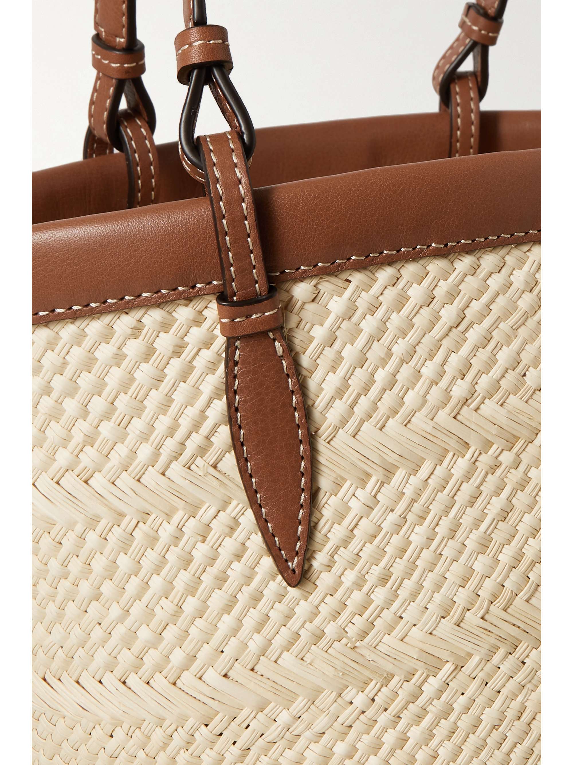 HUNTING SEASON Small leathertrimmed raffia tote NETAPORTER