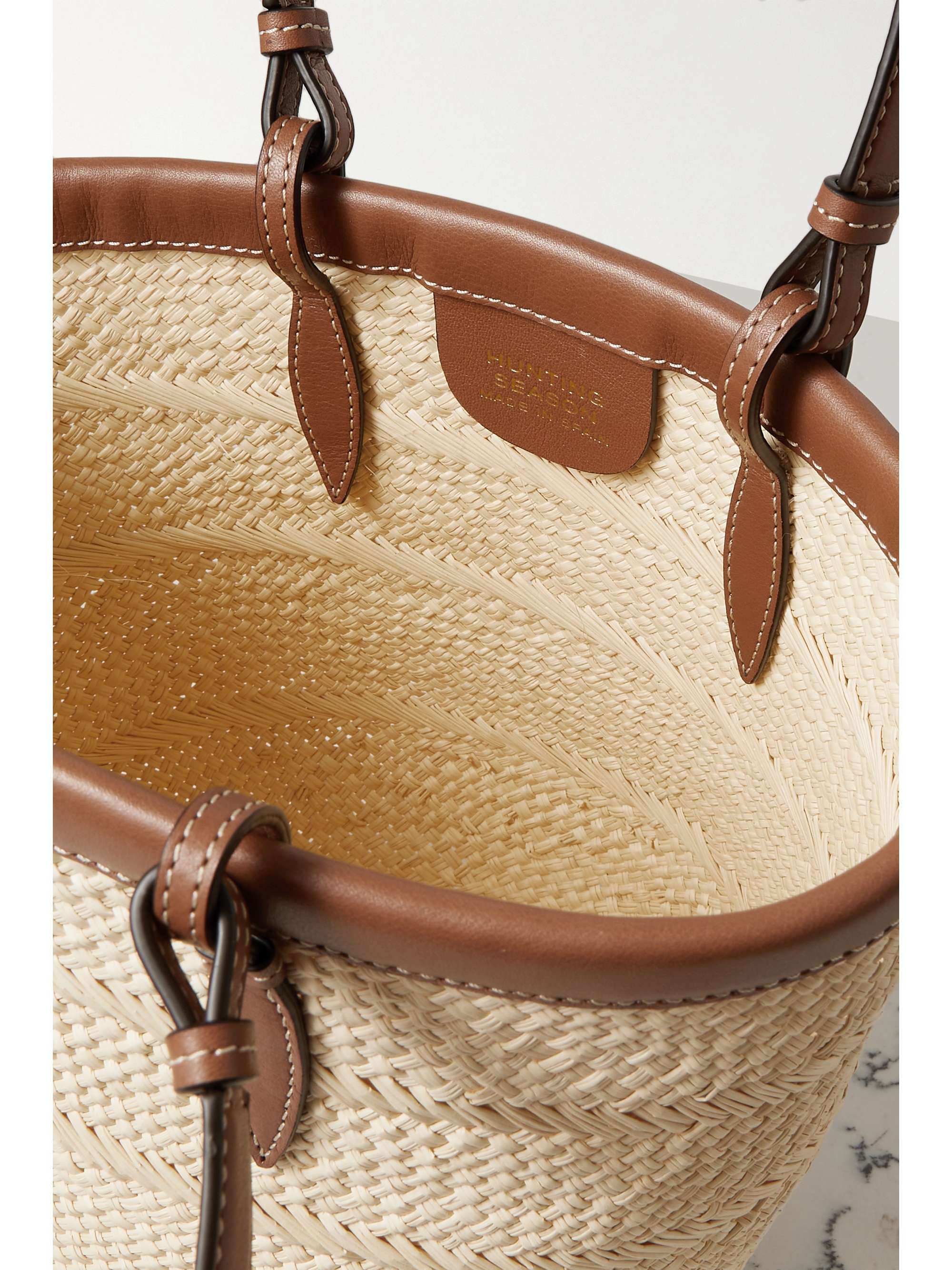 HUNTING SEASON Small leathertrimmed raffia tote NETAPORTER