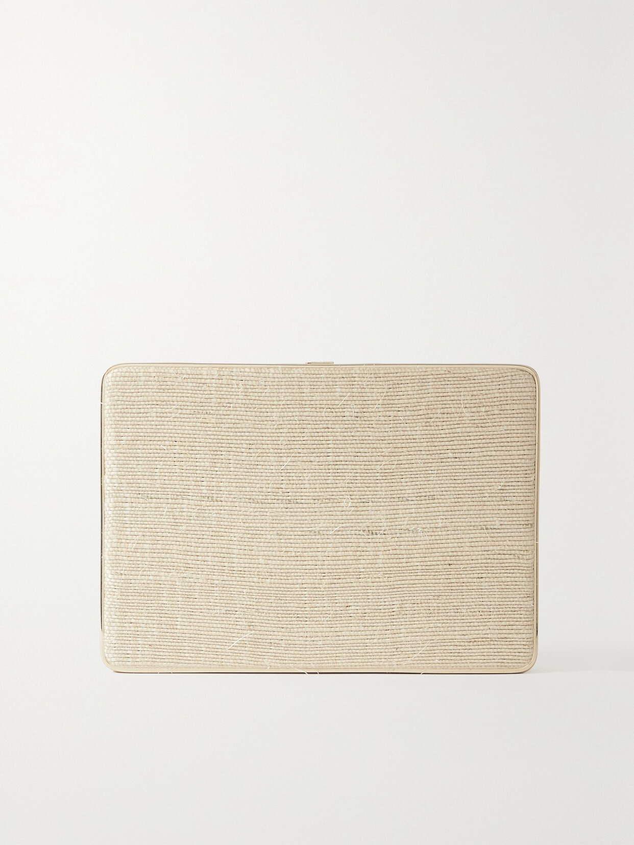 Hunting Season Leather-trimmed Raffia Clutch In Neutrals