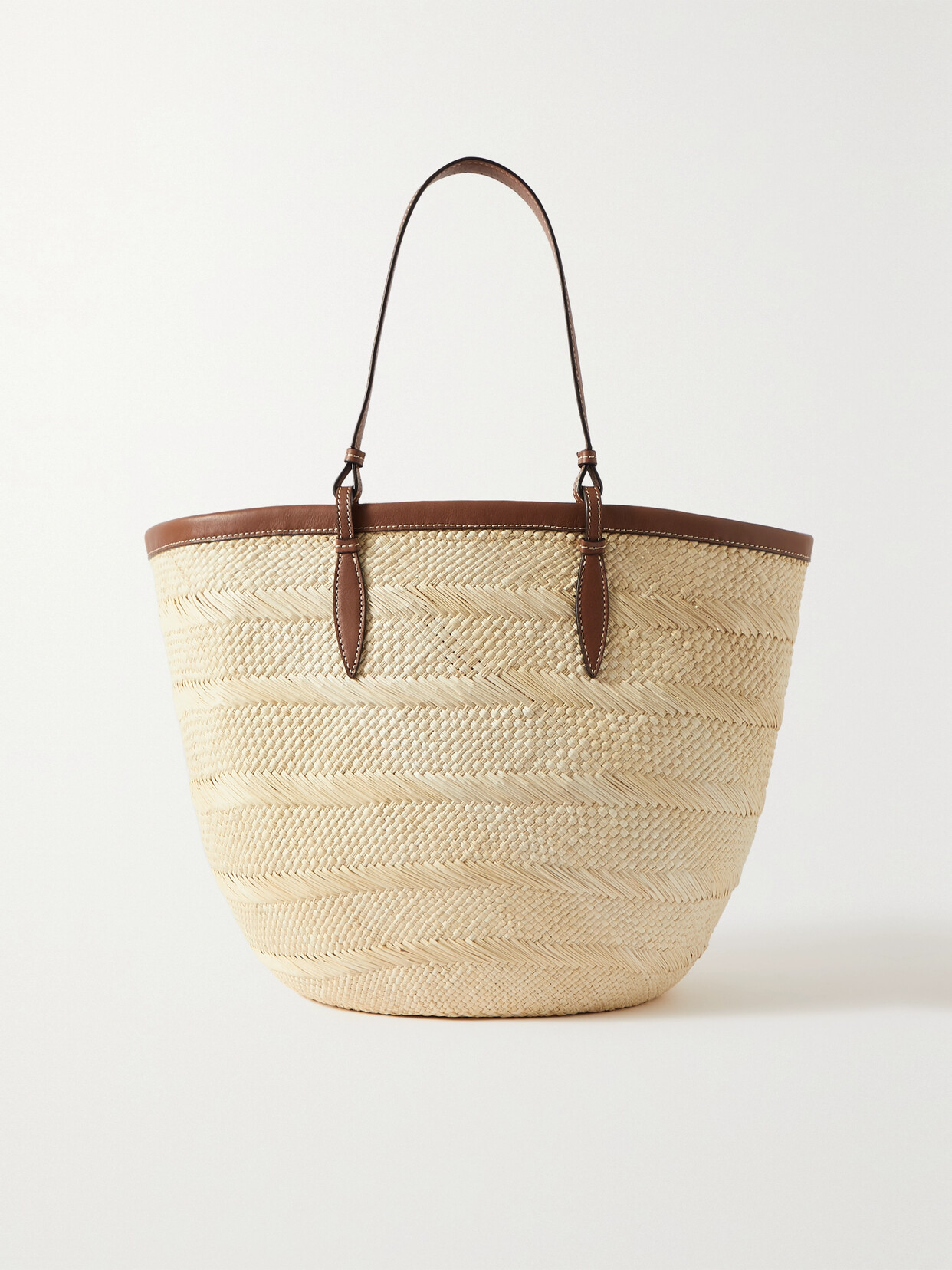 Hunting Season - Iraca Medium Leather-trimmed Woven Raffia Tote - Neutrals