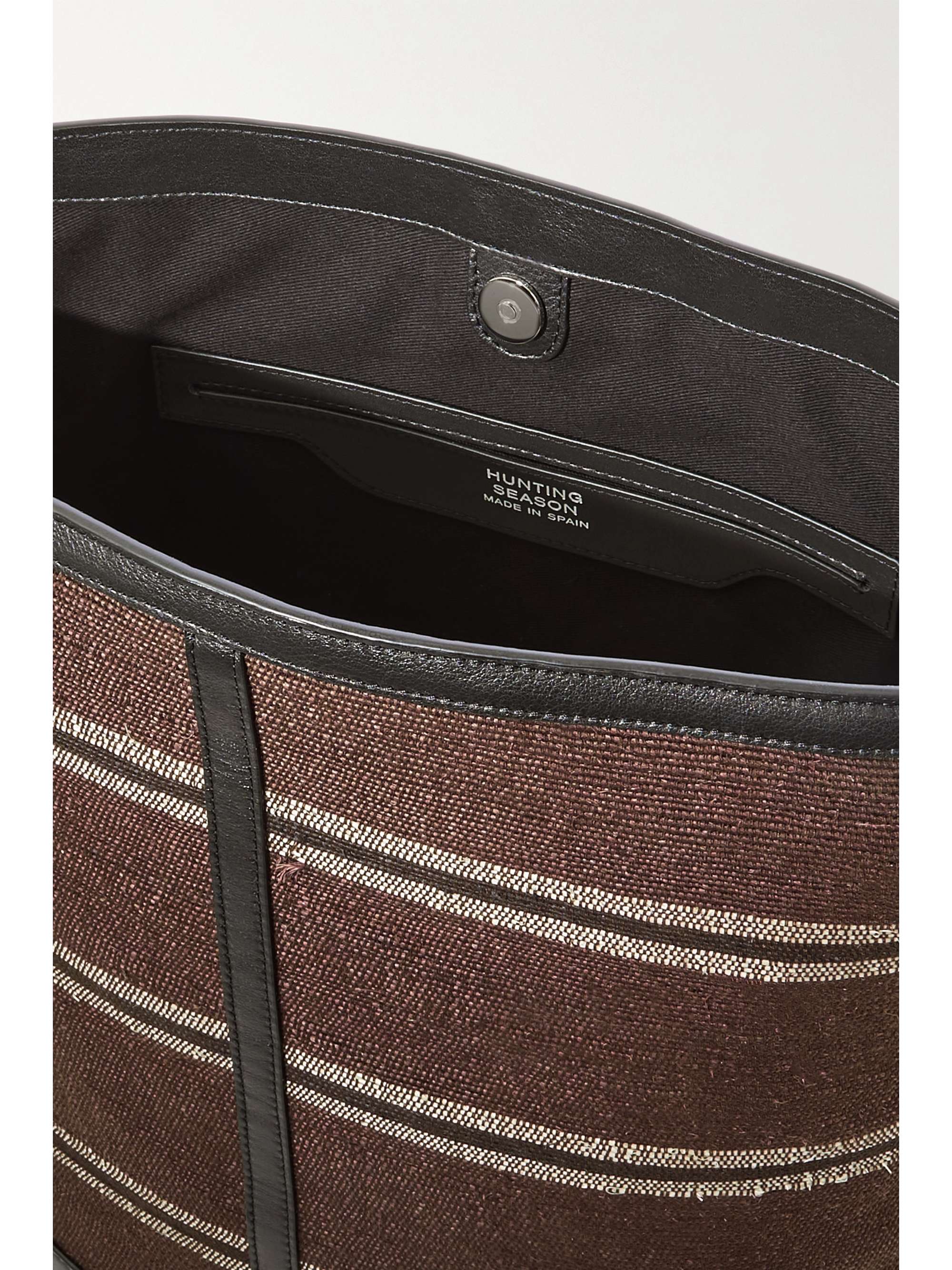 HUNTING SEASON Leathertrimmed striped raffia tote NETAPORTER