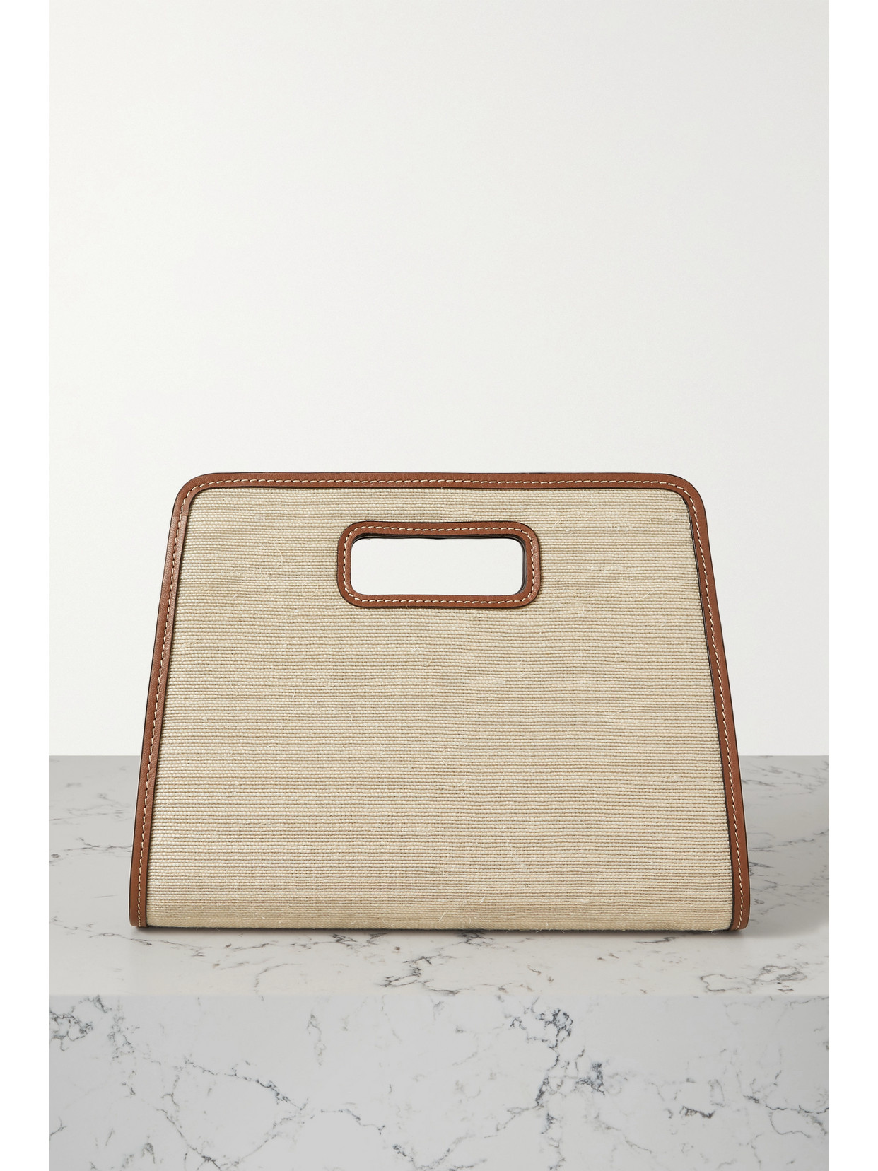 Hunting Season Retro Leather-trimmed Canvas Clutch In Neutrals